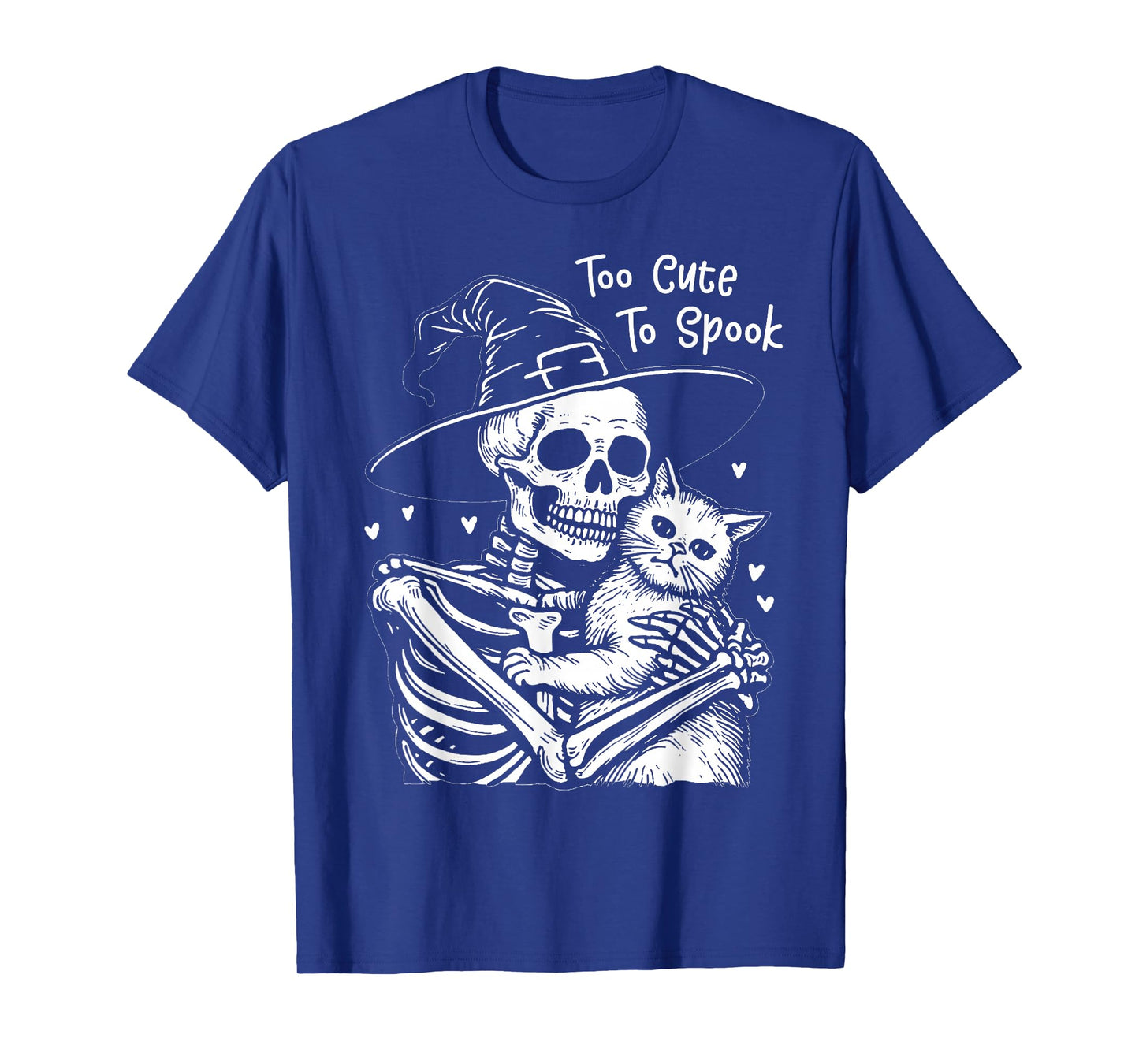 Too Cute to Spook Pet Funny Cat Halloween Spooky Skeleton T-Shirt