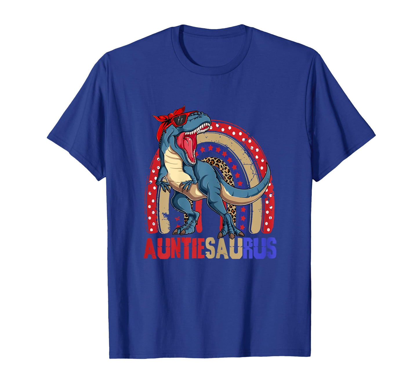 Auntiesaurus T Rex Dinosaur Auntie Saurus Family 4th of July T-Shirt for Women