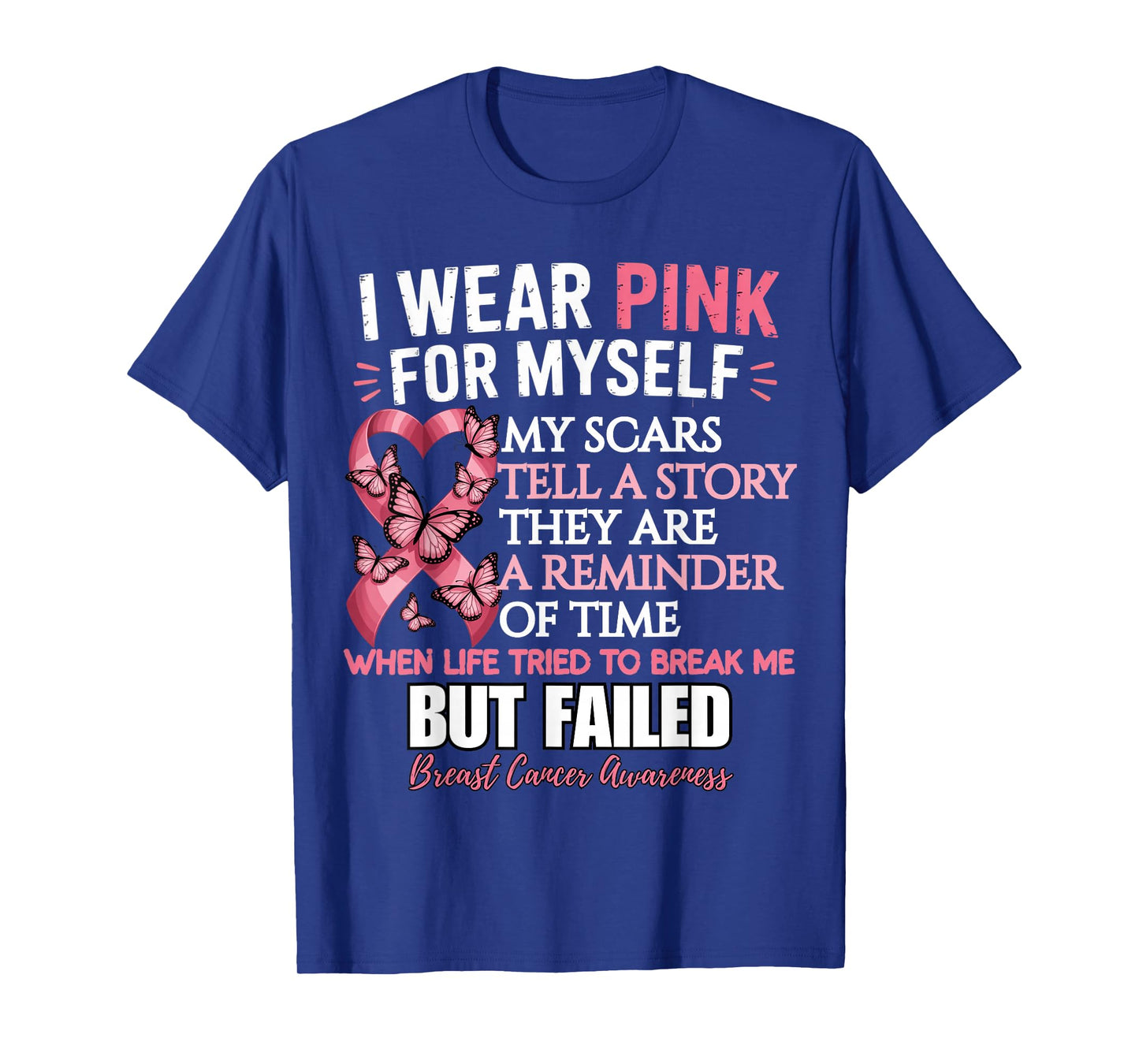 I Wear Pink for Myself Butterfly Ribbon Breast Awareness T-Shirt
