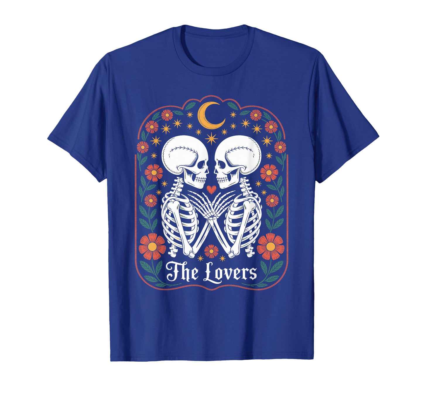 Gothic Lovers Skeleton Tarot Card Halloween Skull Couple T-Shirt