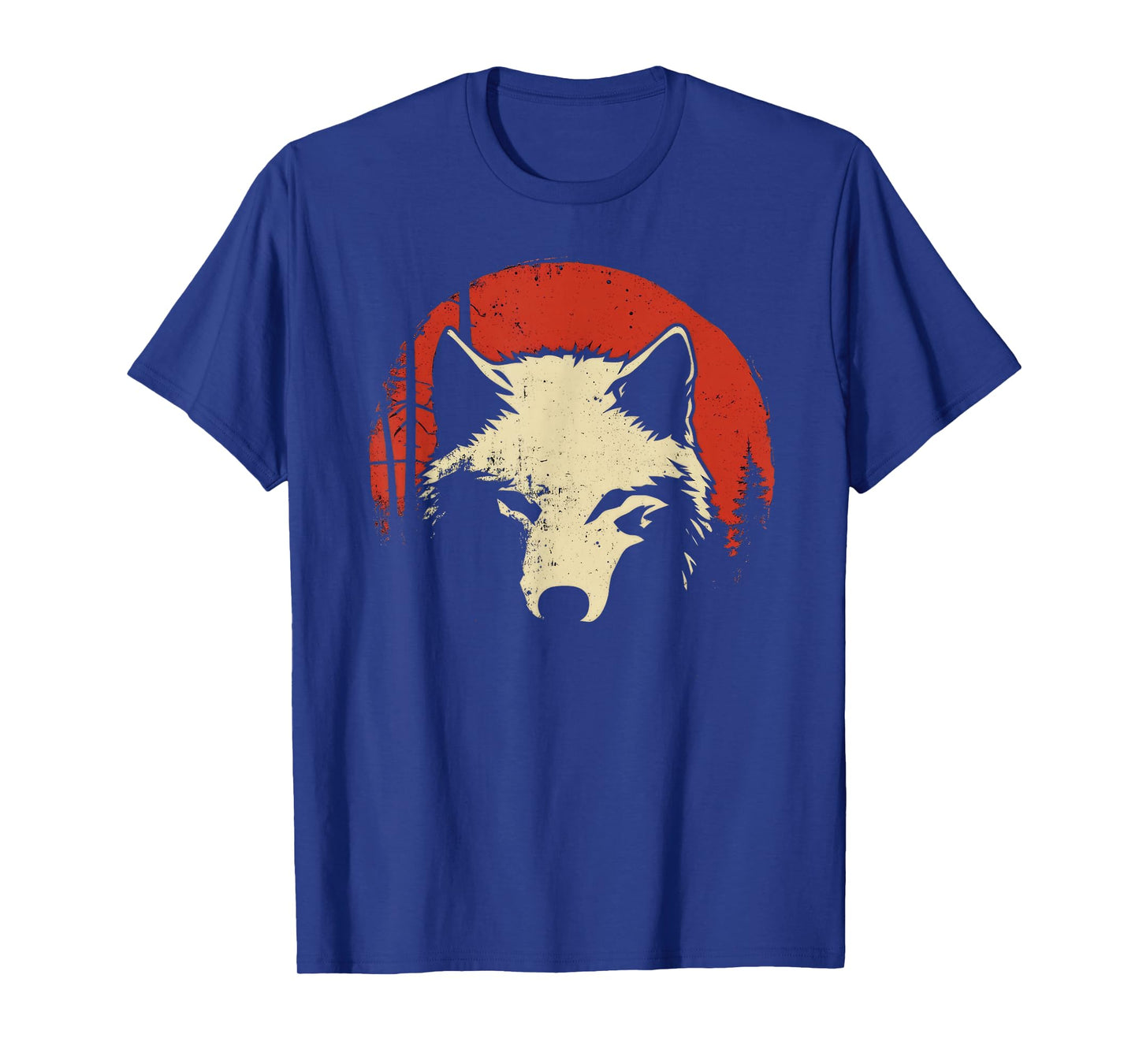Wolf Graphic Tee Red Moon Wildlife Animal Wolf Japanese T-Shirt