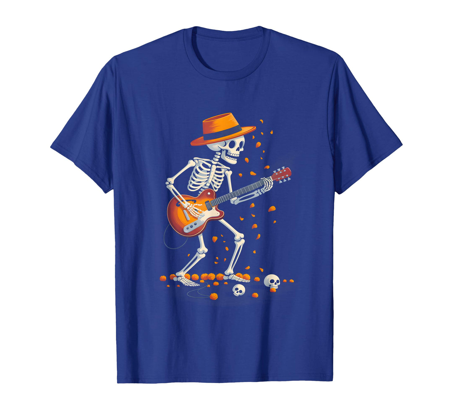 Skeleton Playing Electric Guitar Rock Halloween Boys Men T-Shirt