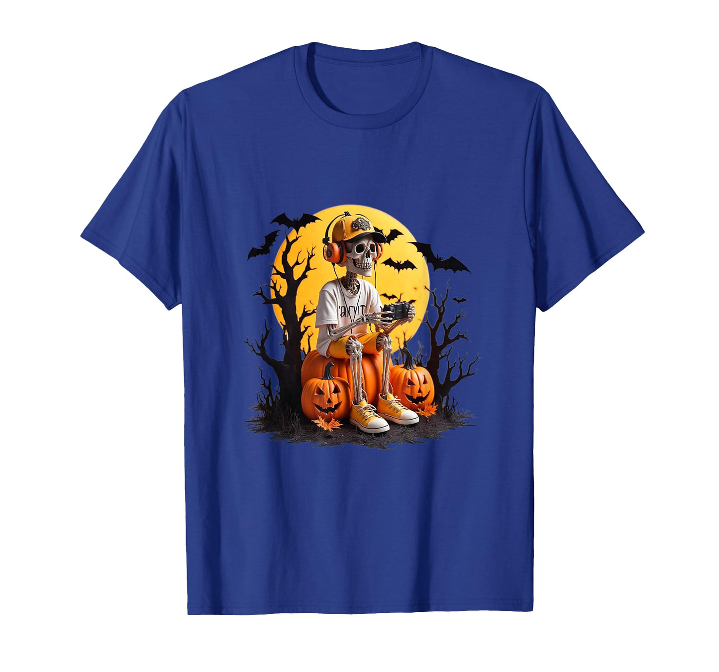 Funny Skeleton Gamer Halloween Video Gaming Boys Men Kids T-Shirt
