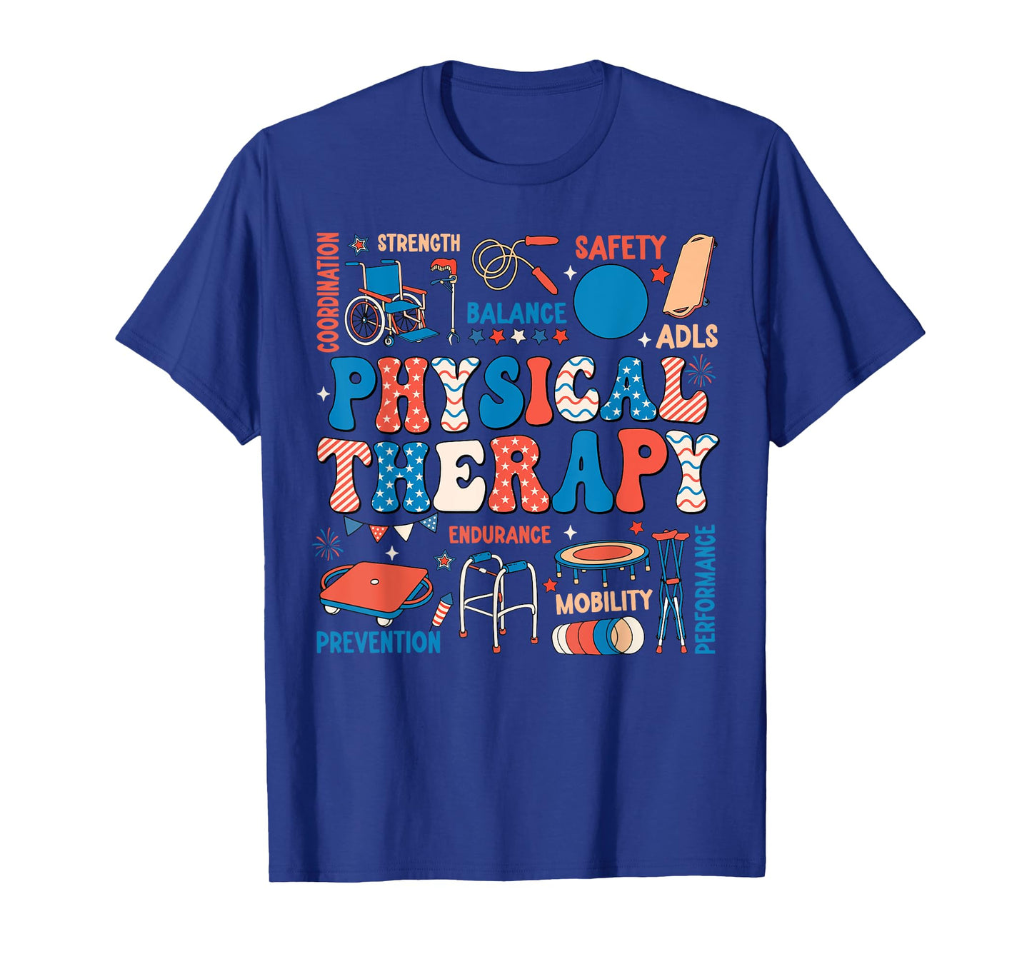 Retro Physical Therapy 4th Of July PT PTA Physical Therapist T-Shirt for Women Men