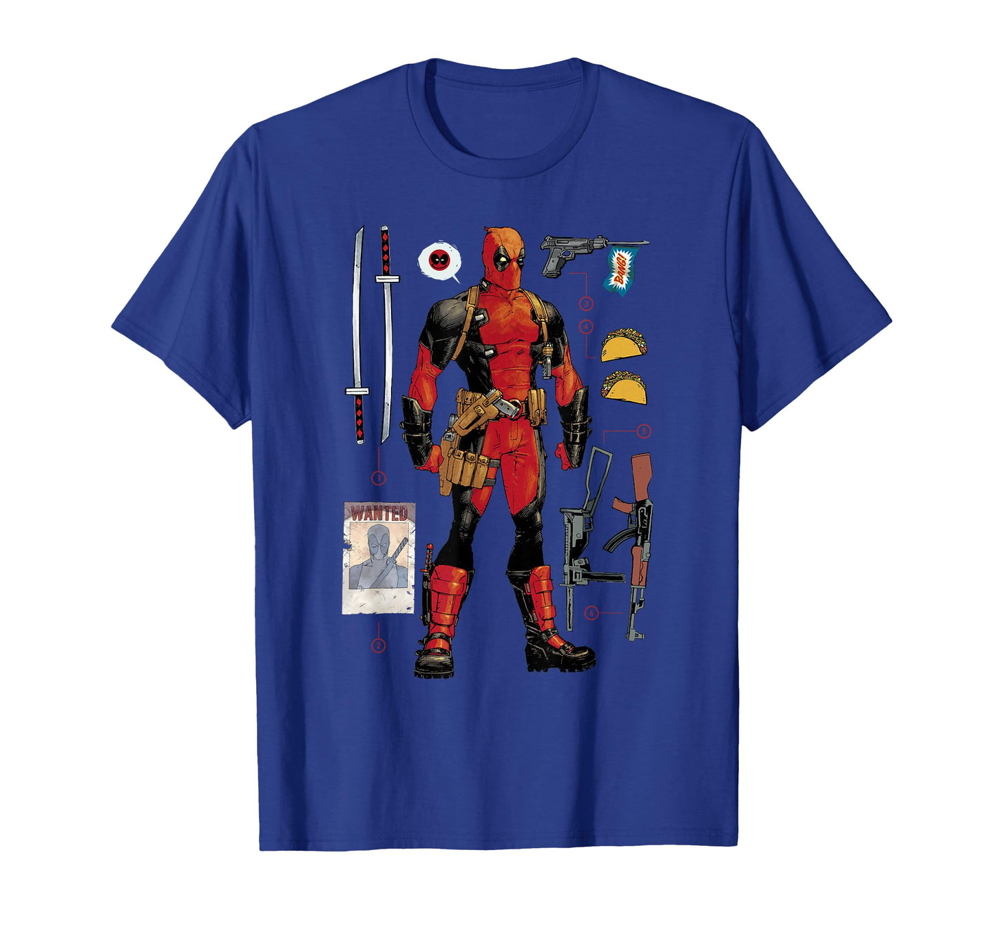 Marvel Deadpool Weapons & Accessories Collection Comic Icon T-Shirt