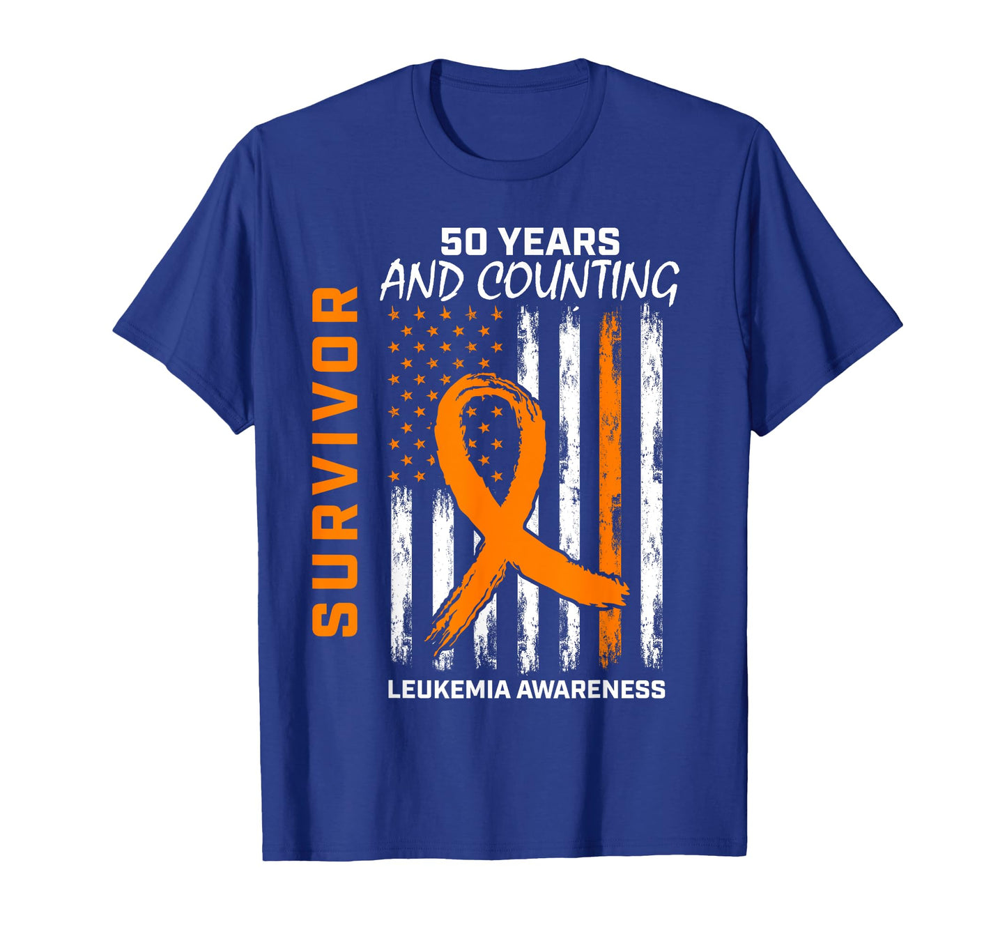 50 Year Leukemia Survivor Gifts American Flag Tshirt Shirts T-Shirt