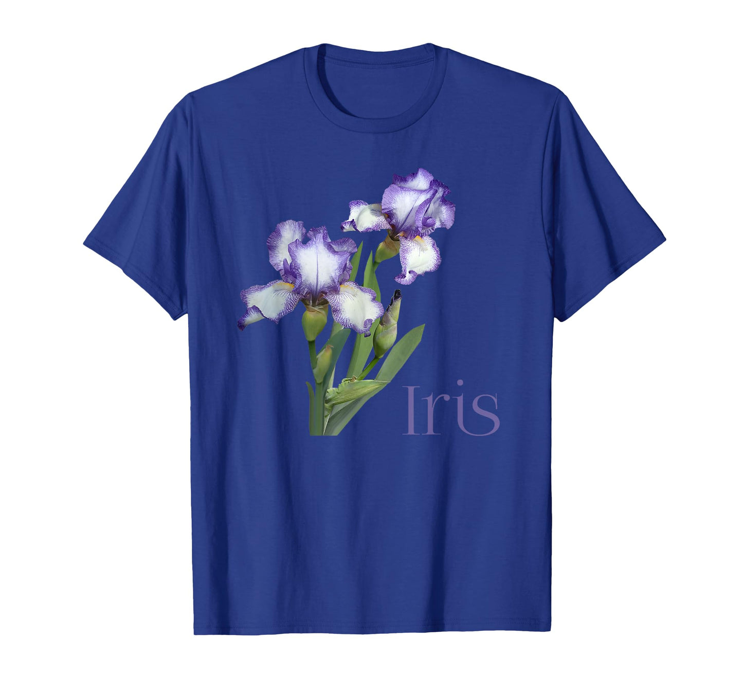 Iris Purple and White Iris Botanical Flower T-Shirt