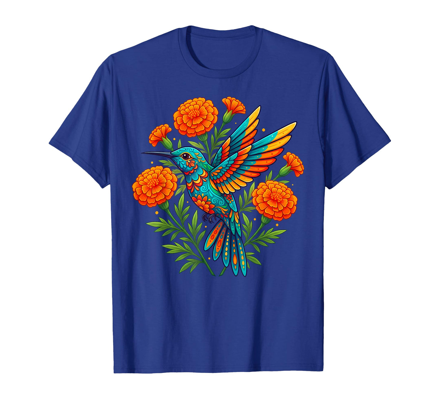 Mexican Folk Art Hummingbird Flower Bird Lover Nature T-Shirt