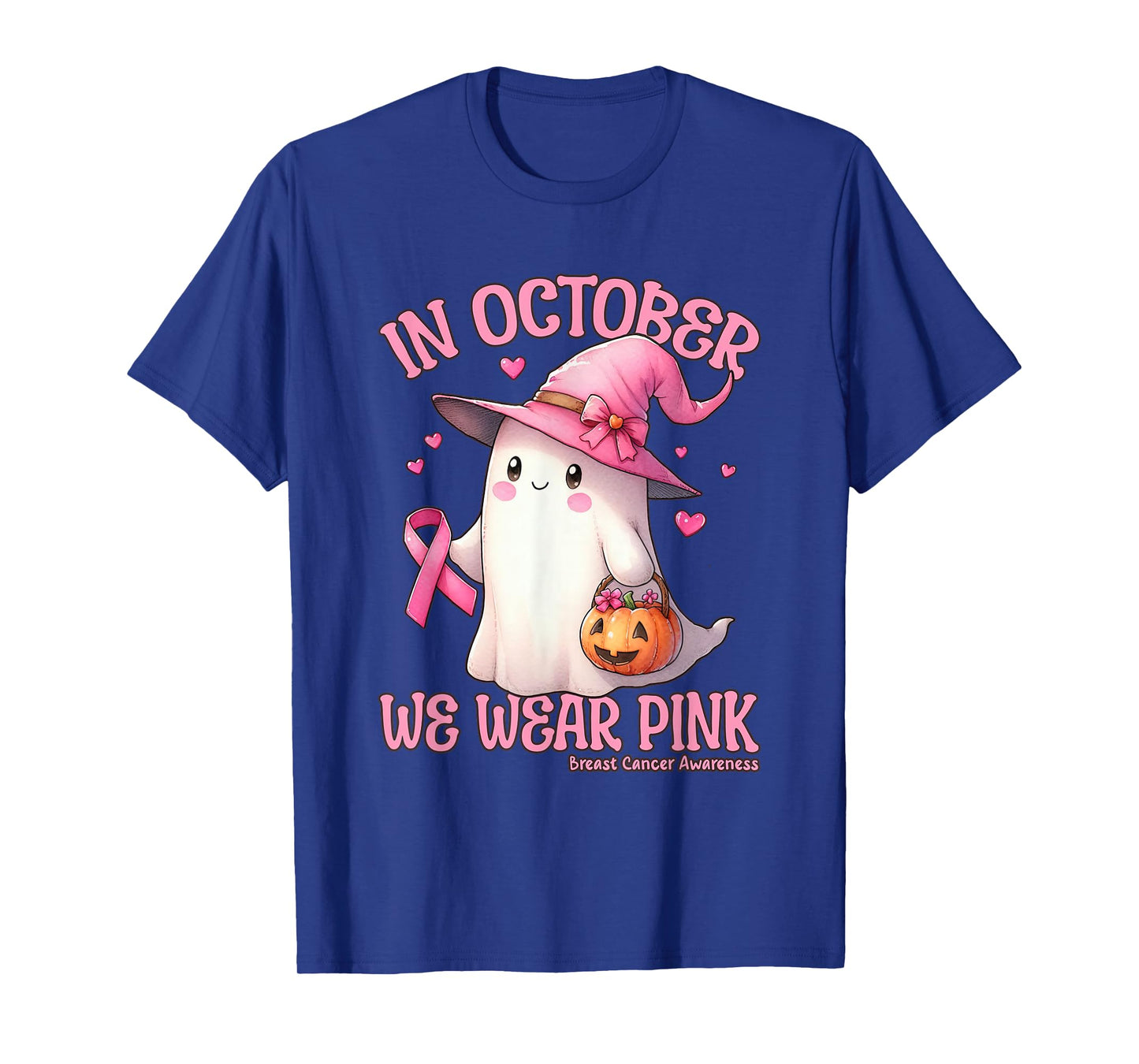 in October We Wear Pink Shirt Ghost Breast Cancer Awareness T-Shirt