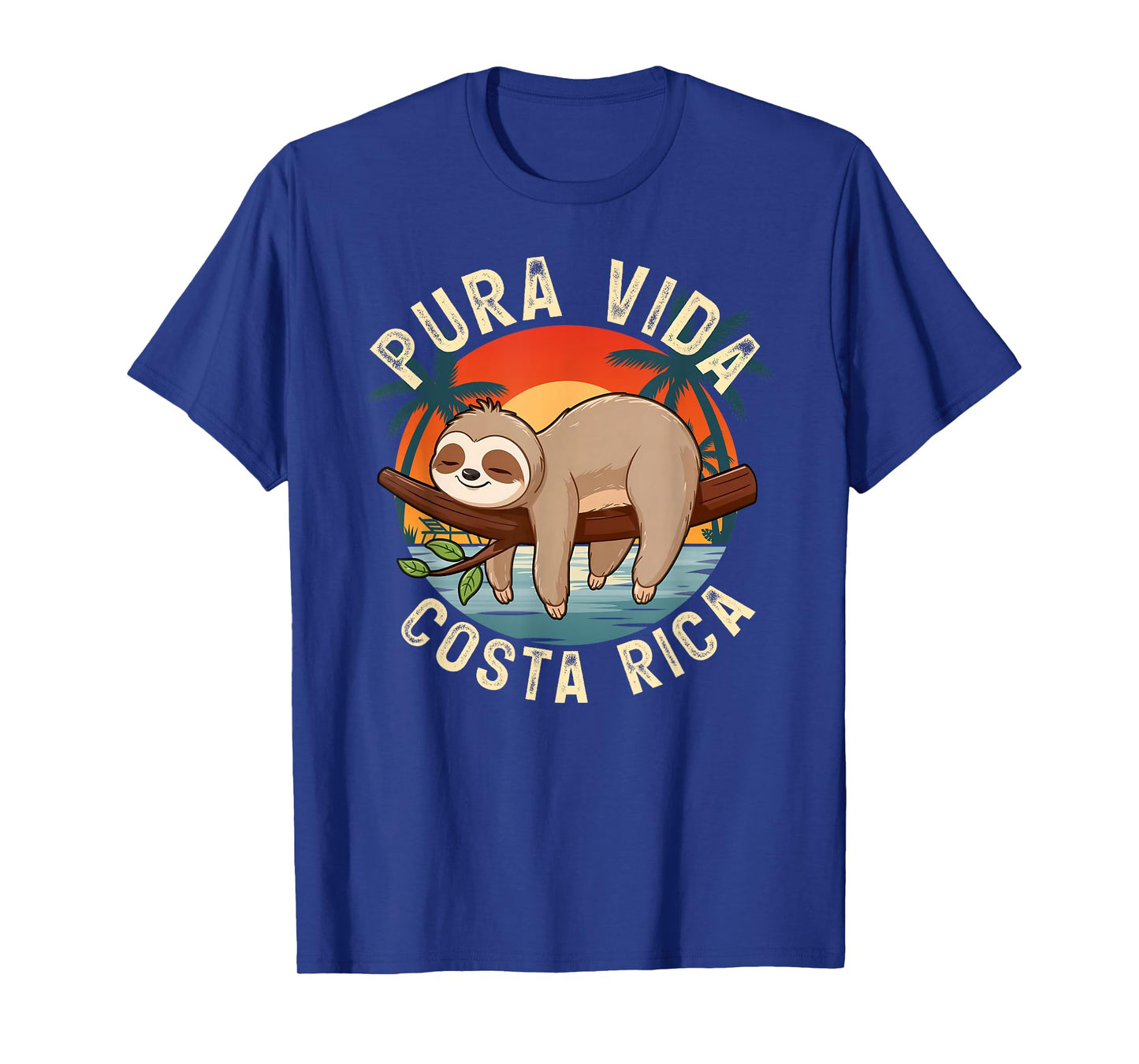 Tropical Sunset Nature Sloth Costa Rica Pura Vida Beach T-Shirt