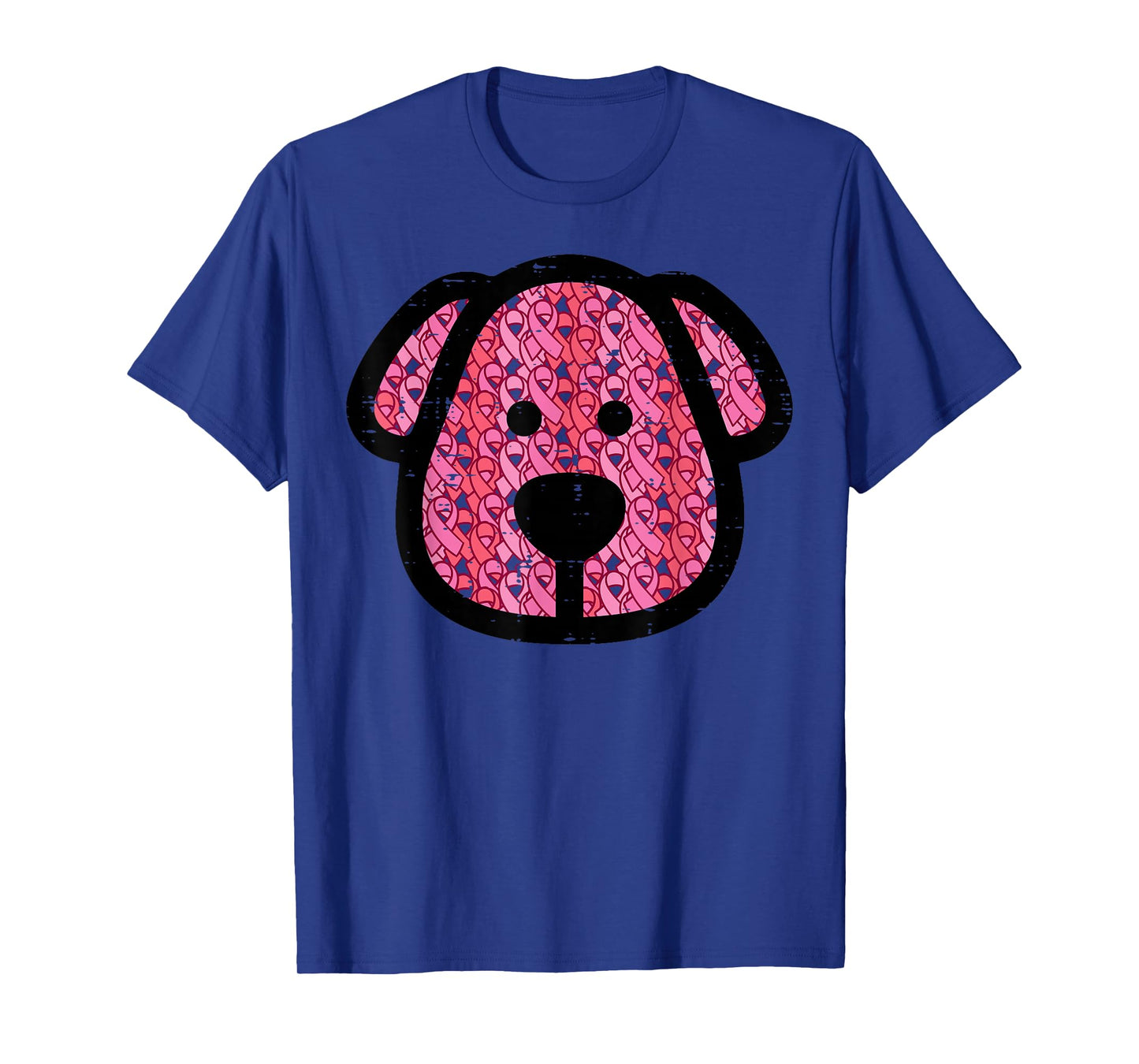 Breast Cancer Dog Face Pink Ribbons Awareness Women Kids Men T-Shirt