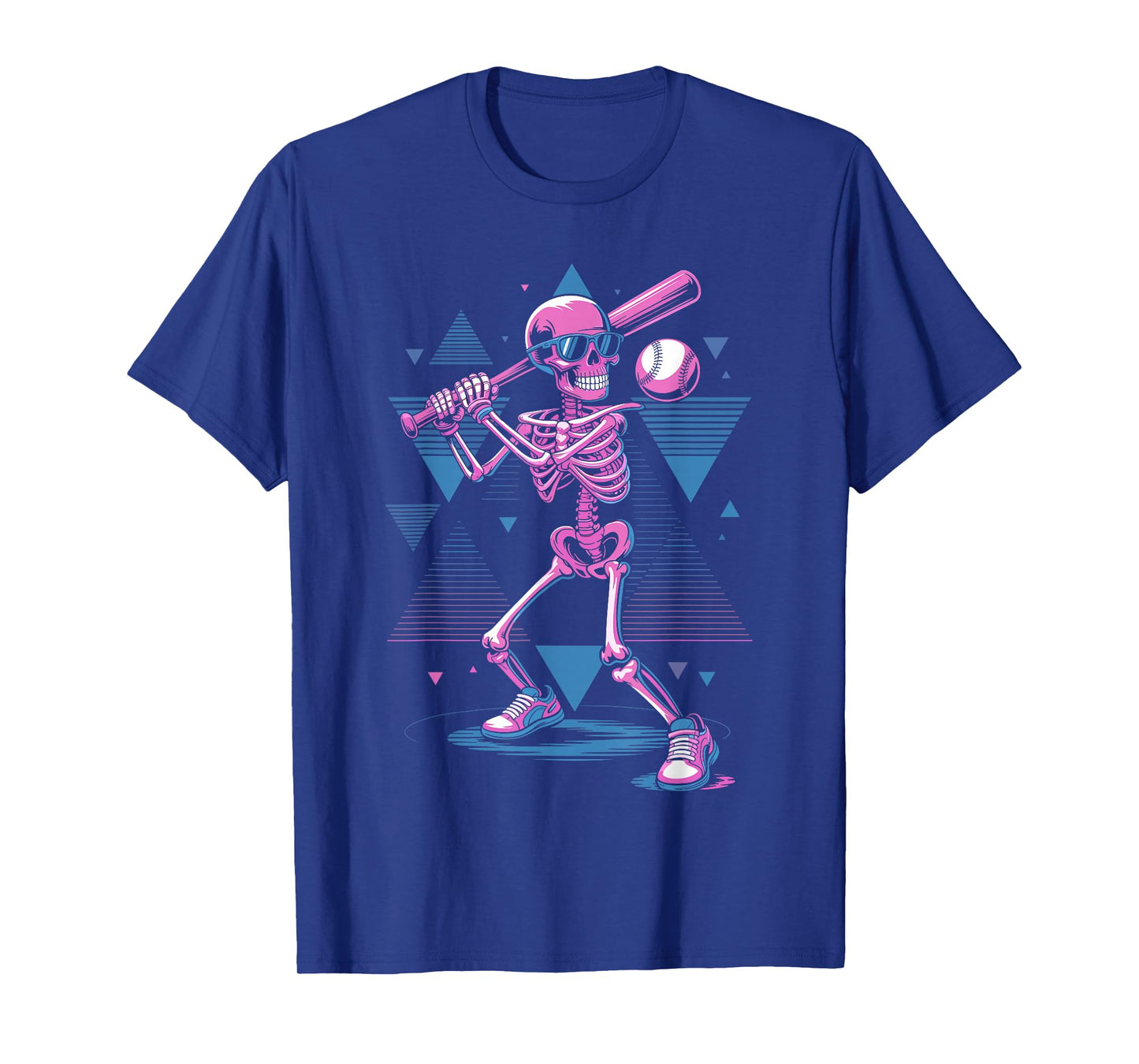 Retro 80s Skeleton Baseball Graphic Vaporwave Batter T-Shirt