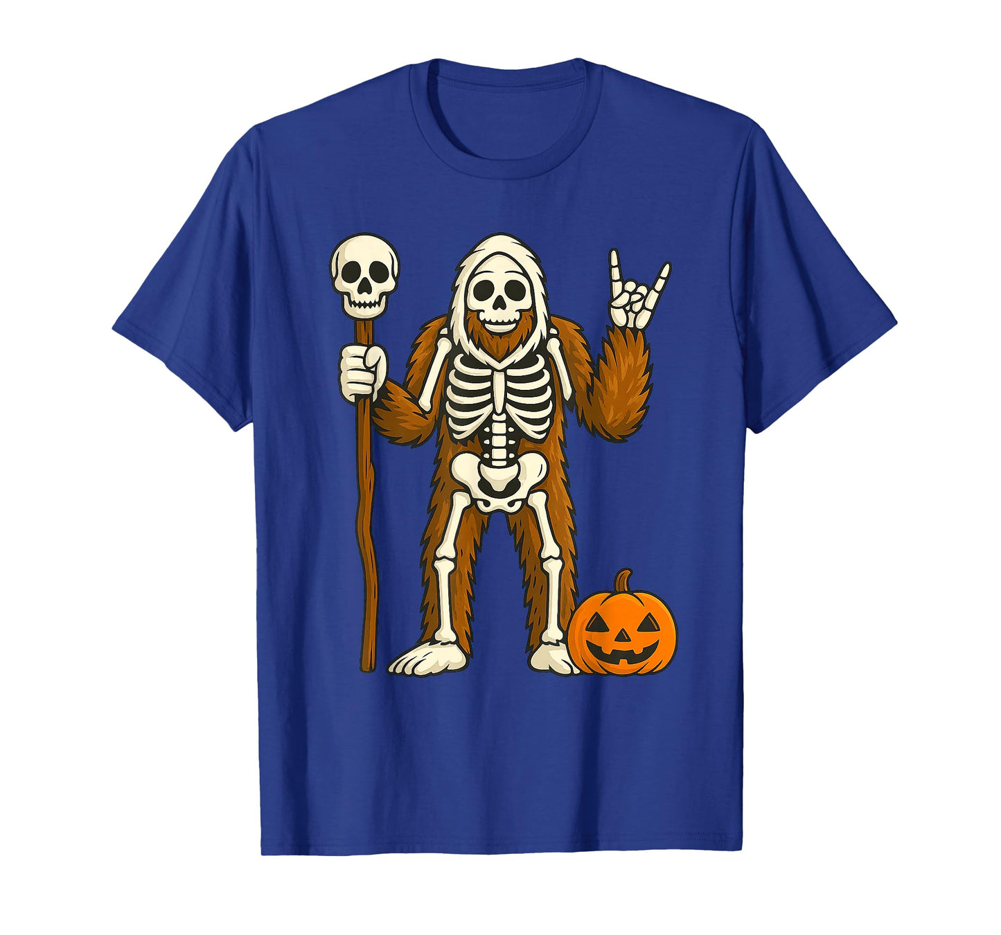 Halloween Skeleton Bigfoot Rock Pumpkin Skull Men Boys T-Shirt