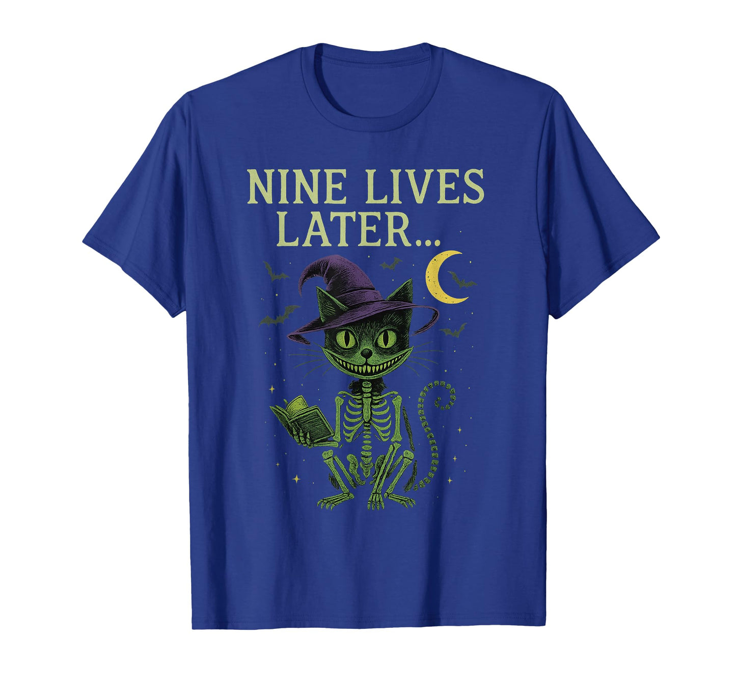 Nine Lives Later Funny Skeleton Cat Halloween T-Shirt