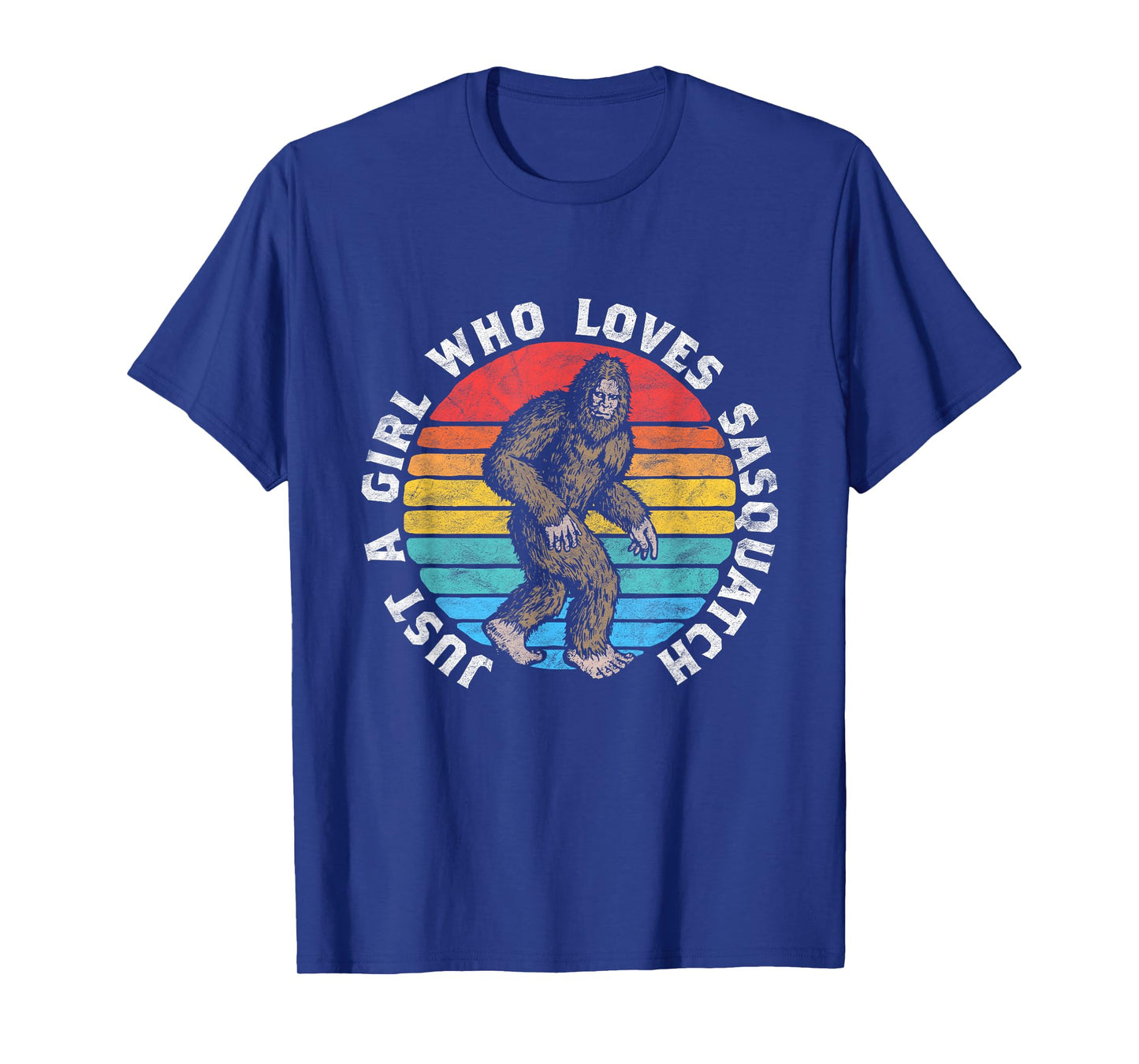 Just a Girl Who Loves Sasquatch Retro 80s Bigfoot Distressed T-Shirt