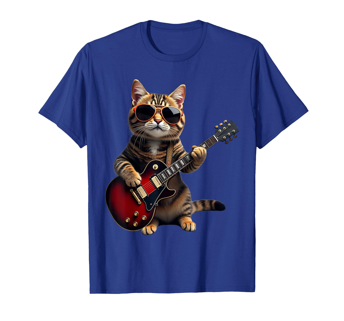 Funny Rock Cat Enthusiast Lover Music Roll Heavy Guitar Cats Men Women Kids T-Shirt