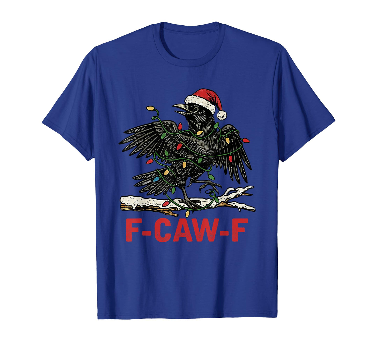 Vintage Santa Black Bird F-Caw-F Christmas T-Shirt