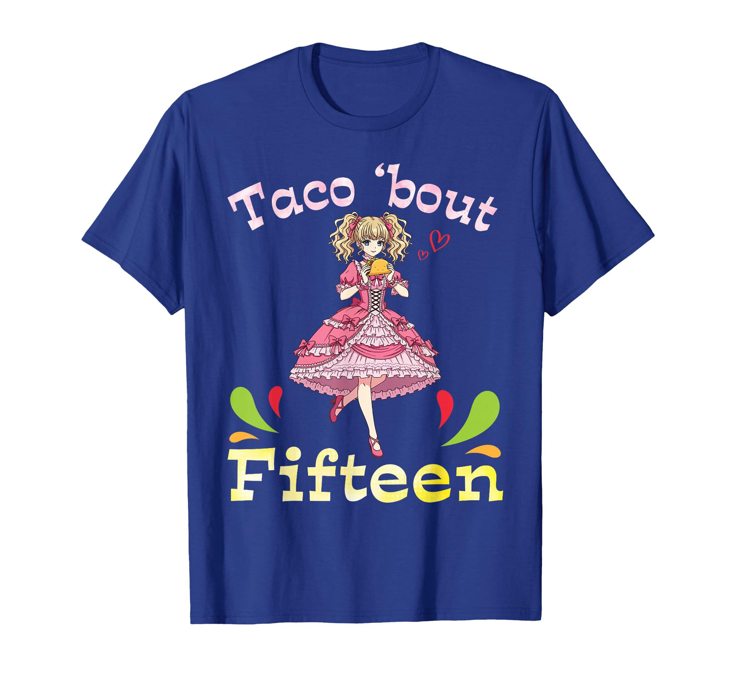 Cute Girl with Tacos I Taco Bout Fiftheen Years Old Birthday T-Shirt