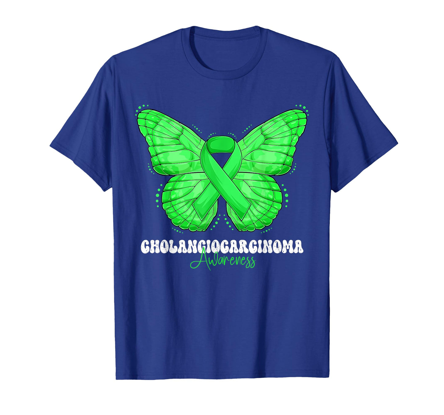 Cholangiocarcinoma Awareness Month Green Ribbon Butterfly T-Shirt