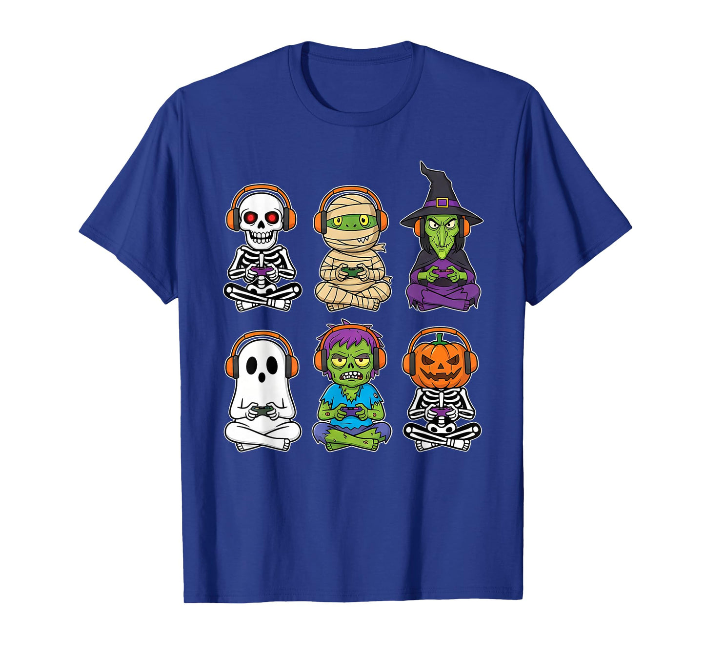 Halloween Gamer Dinosaur Skeleton Ghost Witch Pumpkin Trex T-Shirt