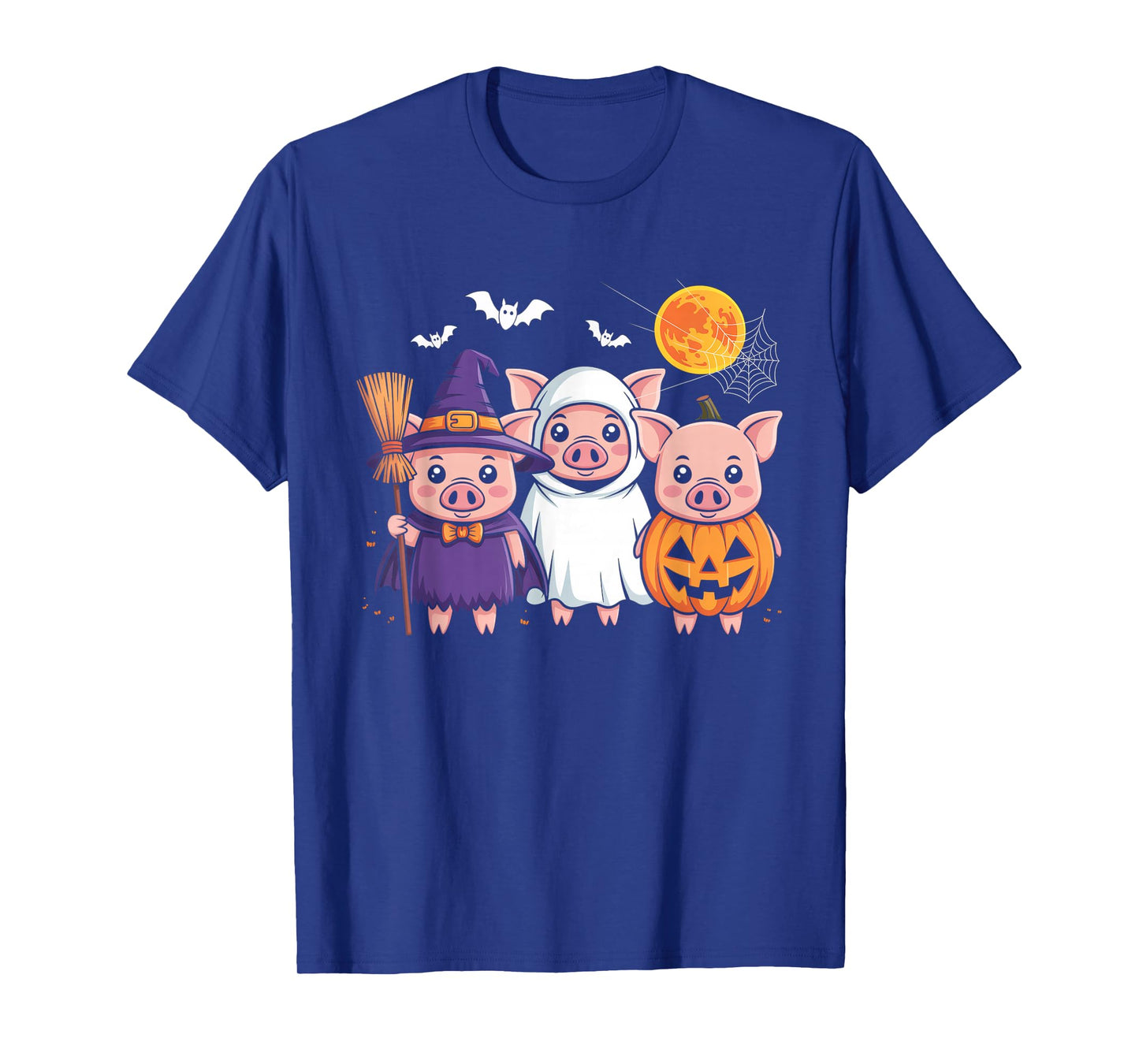 Three Halloween Pigs Cosplay Witch Boo Carved Pumpkin T-Shirt