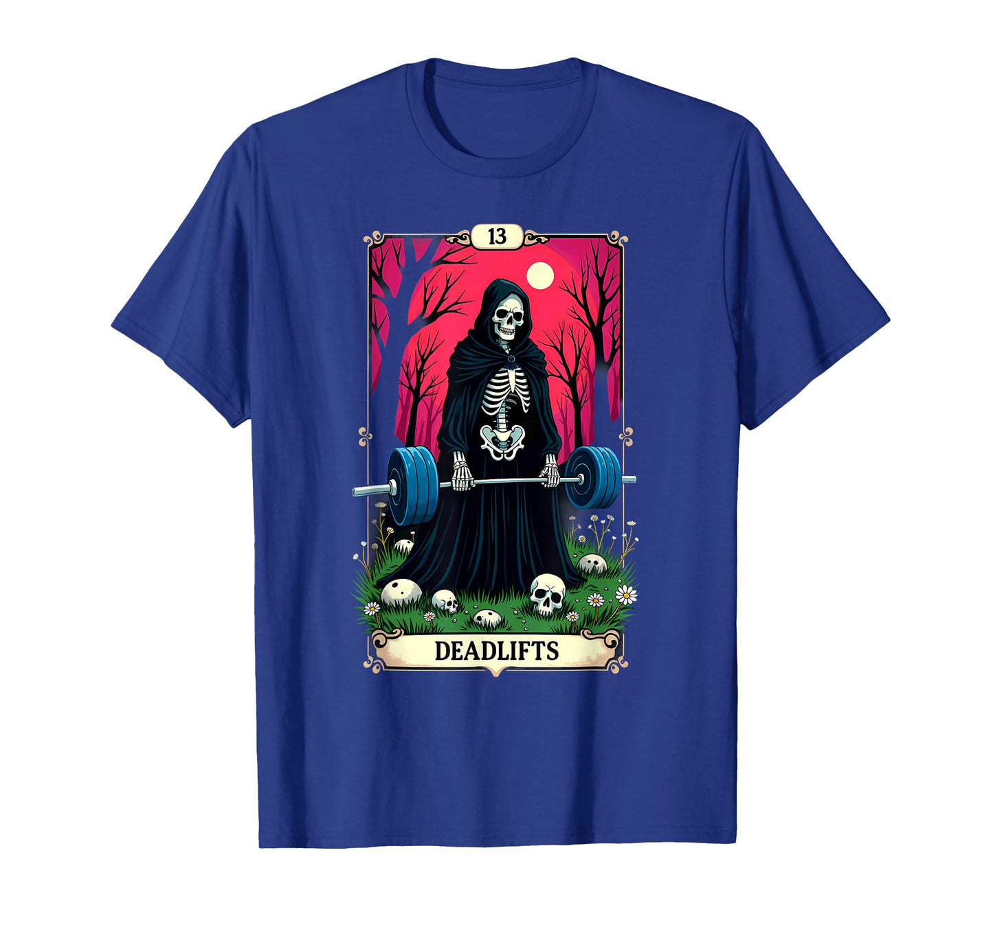 Gothic Tarot Card Skeleton Deadlifts Weightlifiting T-Shirt