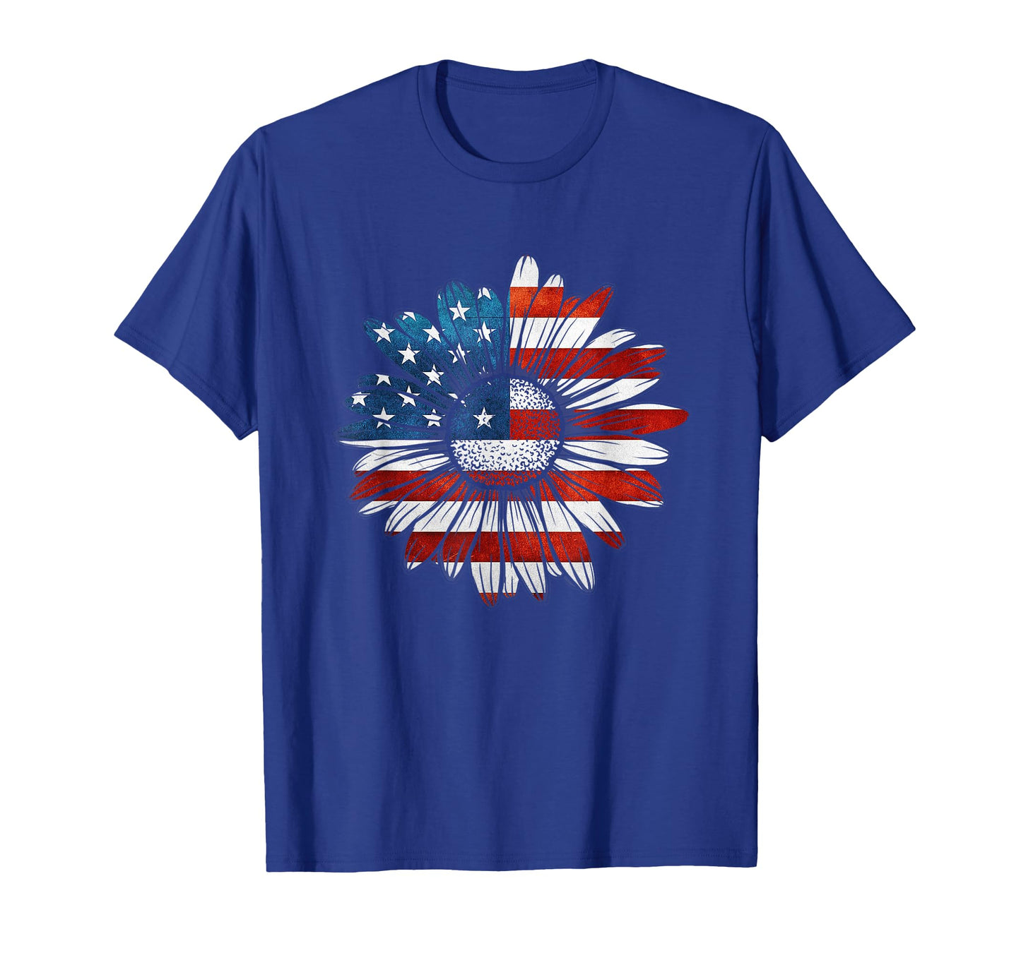 Vintage Daisy USA American Flag 4th of July Patriotic Flower Women Kids Men T-Shirt