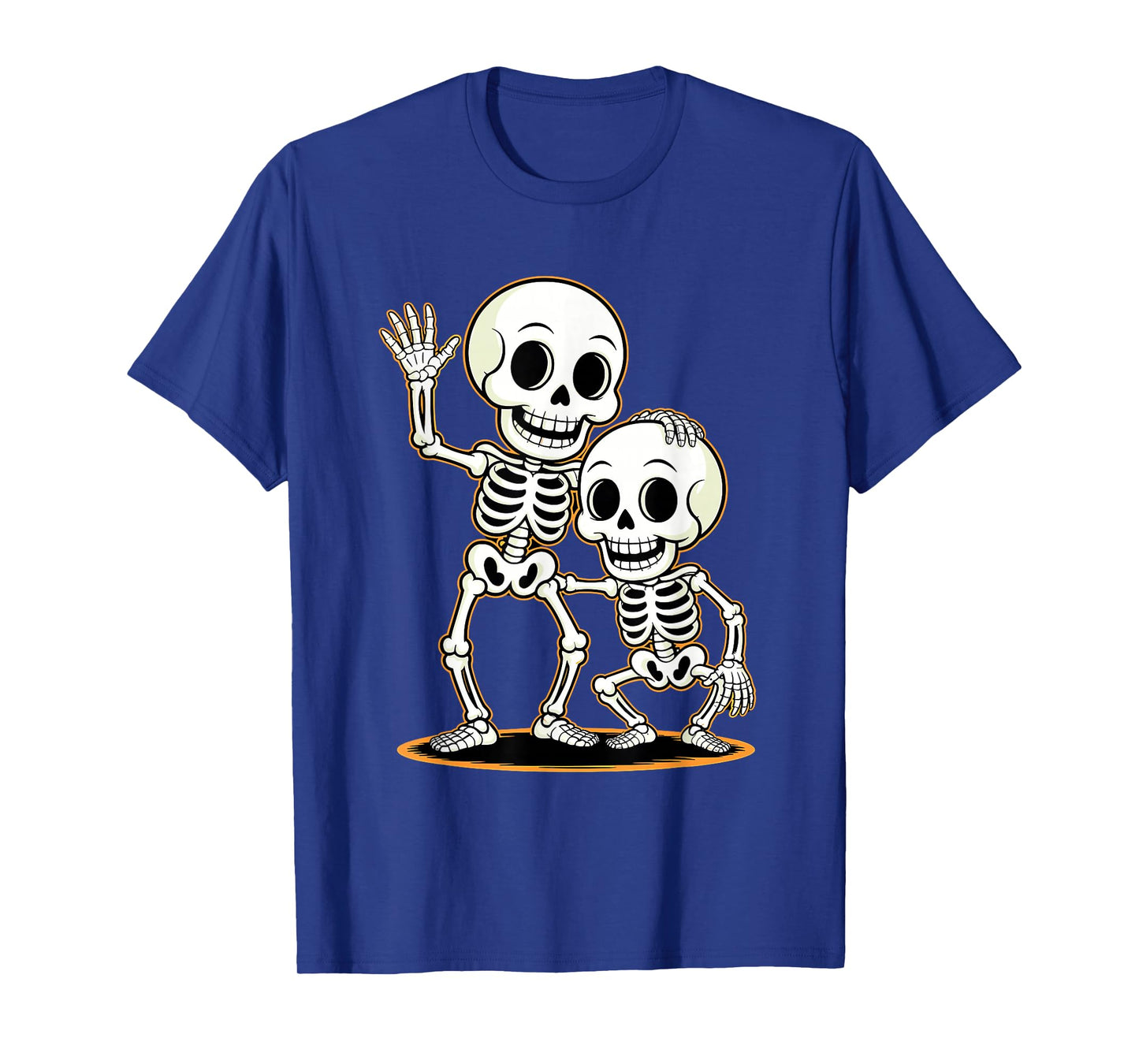 Silly Smiling Skeleton Duo Cartoon Fun Bones Artwork T-Shirt