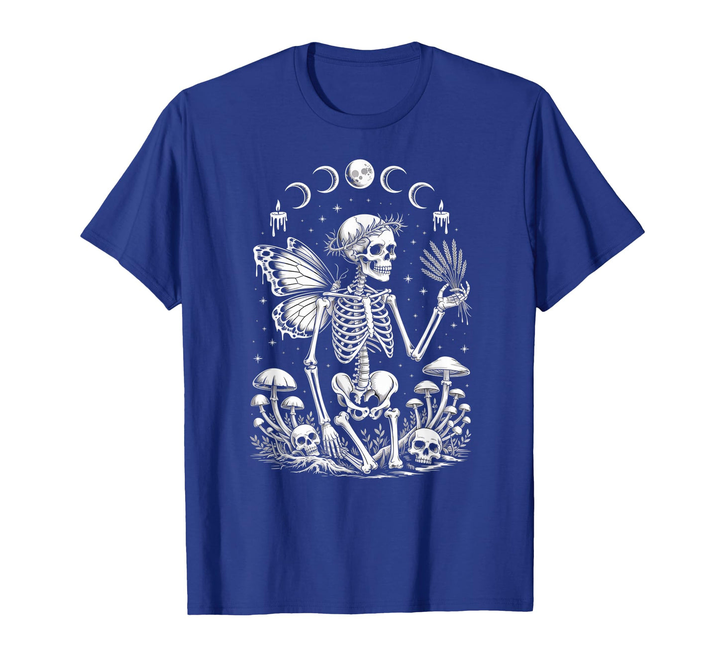 Skeleton Fairy Witchy Occult Moon Phases Mushrooms T-Shirt