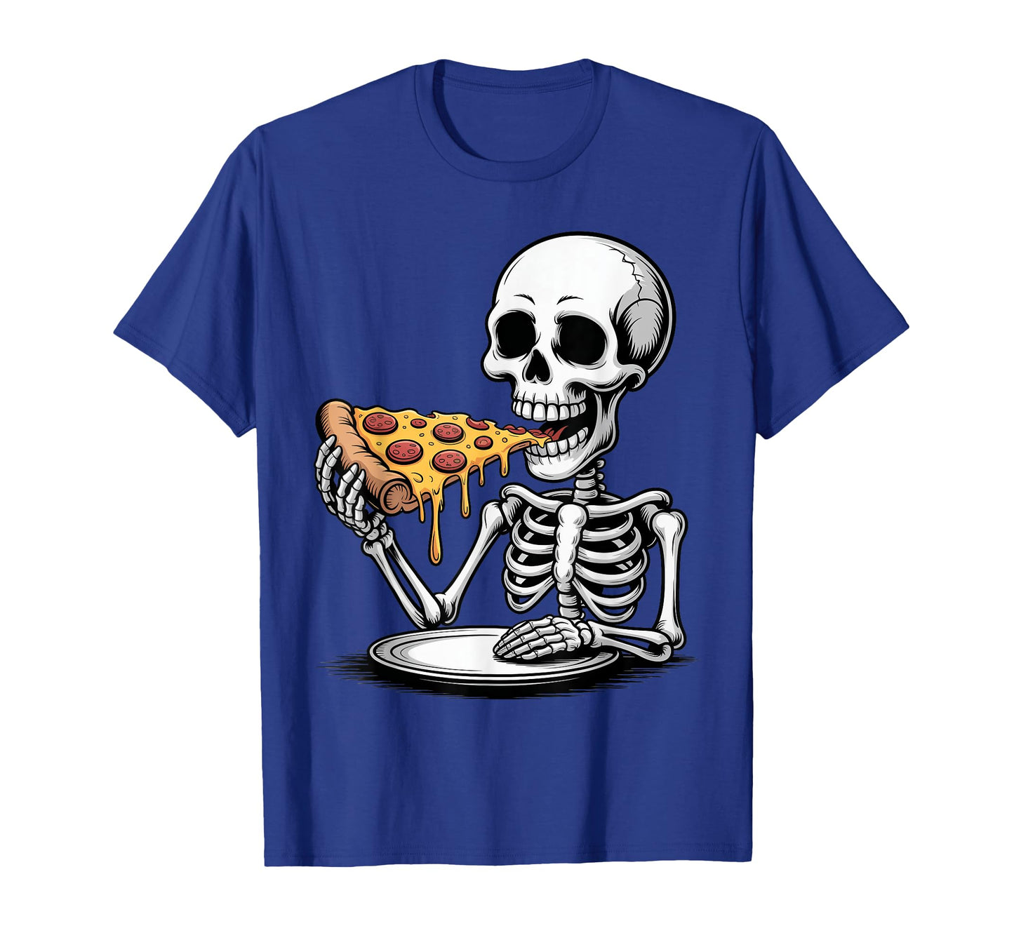Skeleton Eating Pizza Halloween Trick or Treat Spooky Season T-Shirt
