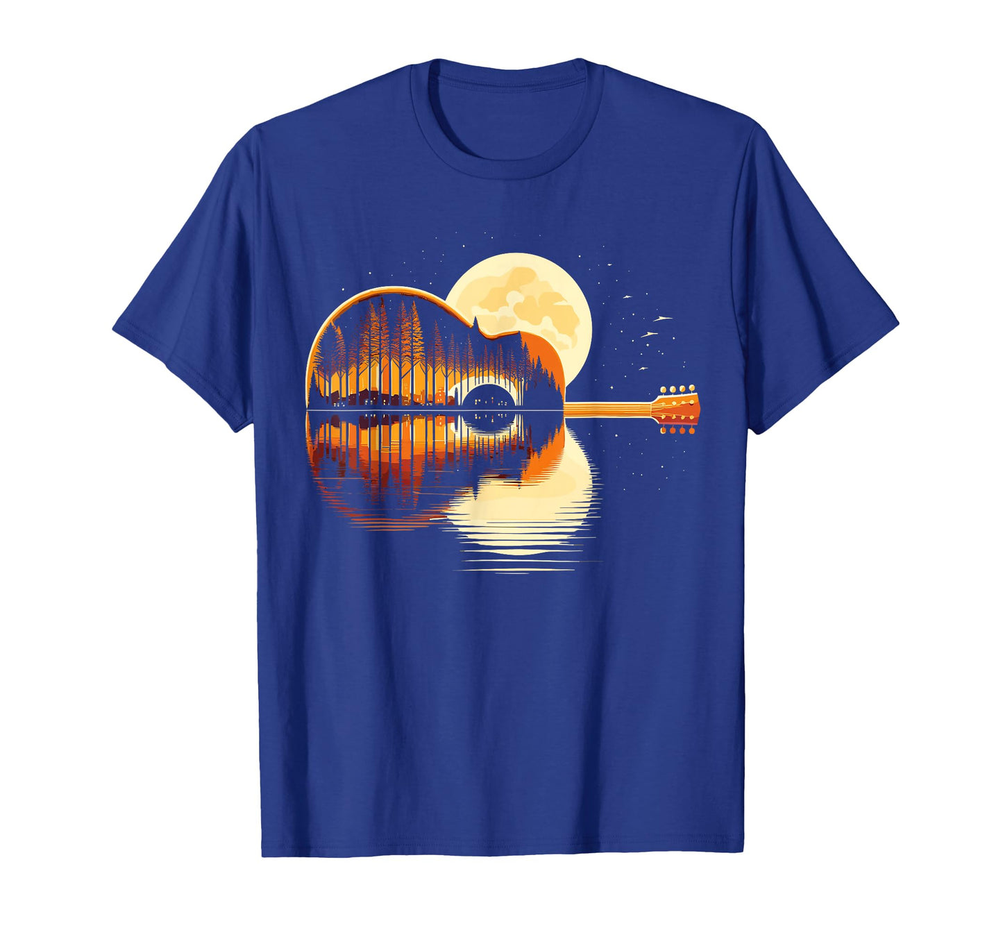 Guitar Nature Moon Retro Guitarist Acoustic T-Shirt