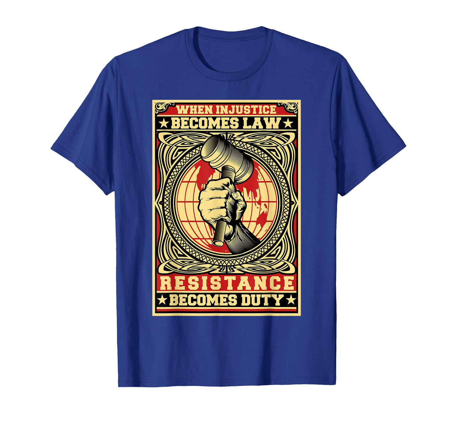Political Abyss Shirts When Injustice Becomes Law Resistance Becomes Duty Unisex Adult Black Cotton Blend T-Shirt Small Classic Fit Short Sleeve