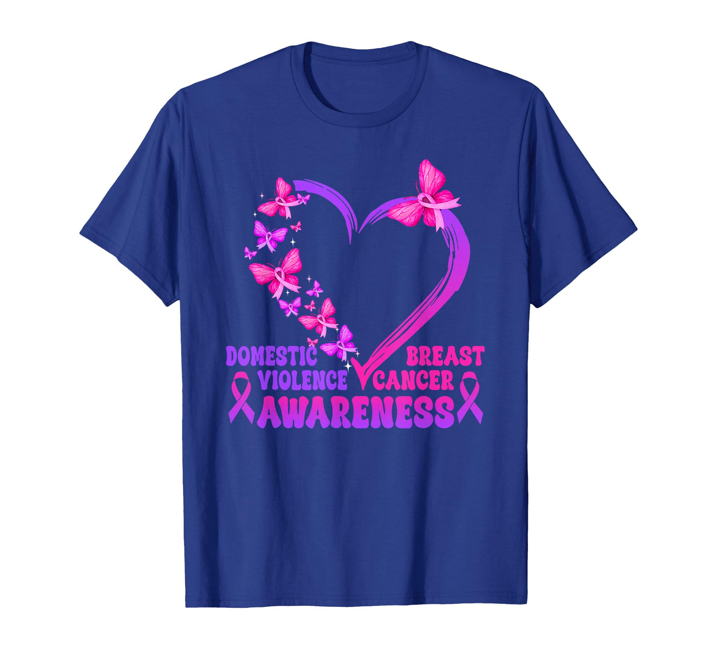 Breast Cancer and Domestic Violence Awareness Heart T-Shirt