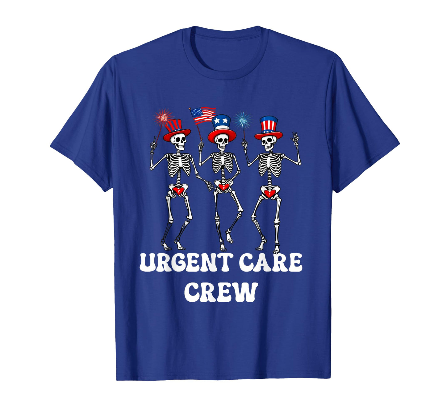 Urgent Care Crew,4th Of July,Dancing Skeleton,American Flag T-Shirt