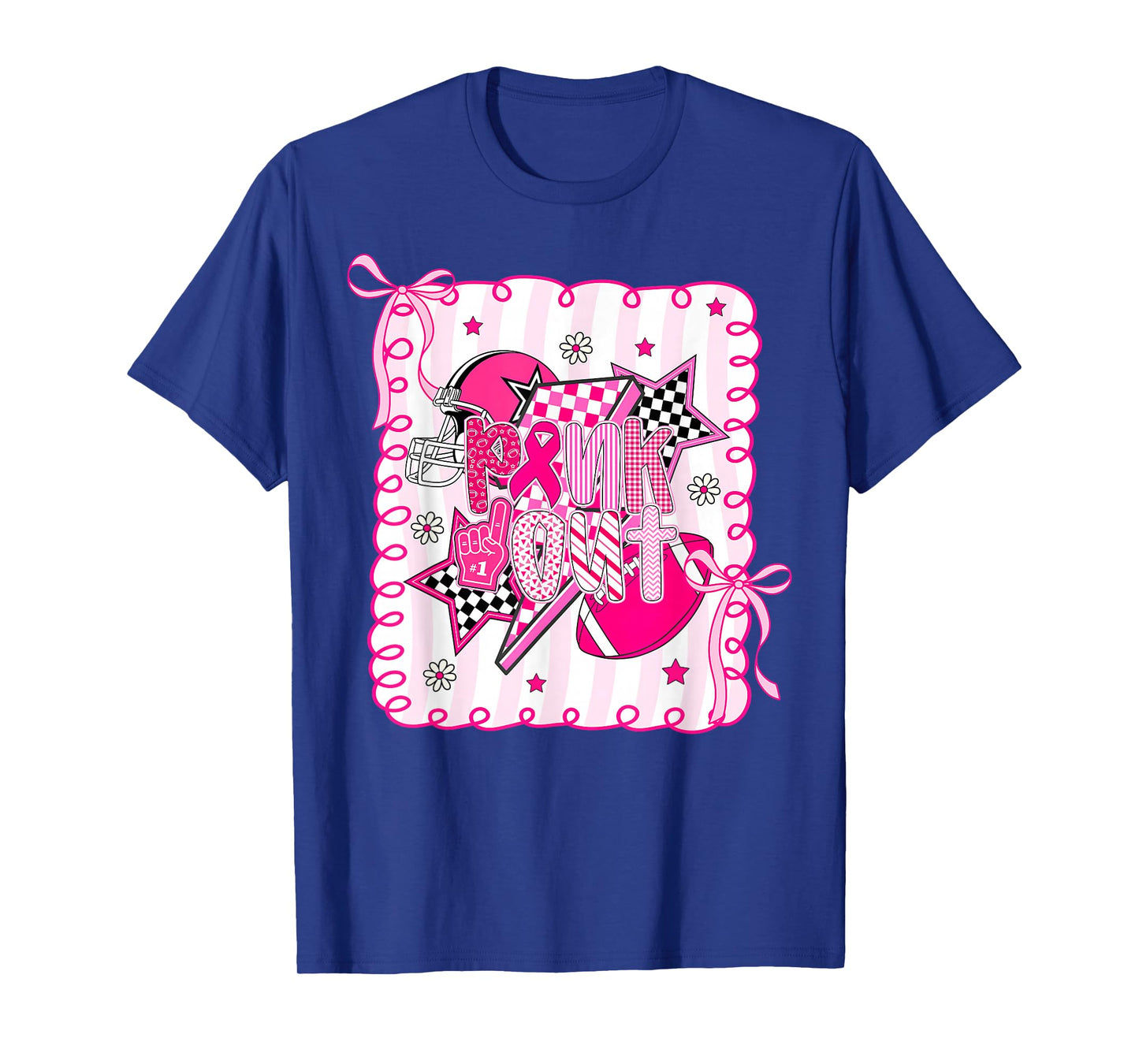 Pink Out Football Breast Cancer Awareness Game Day Football T-Shirt
