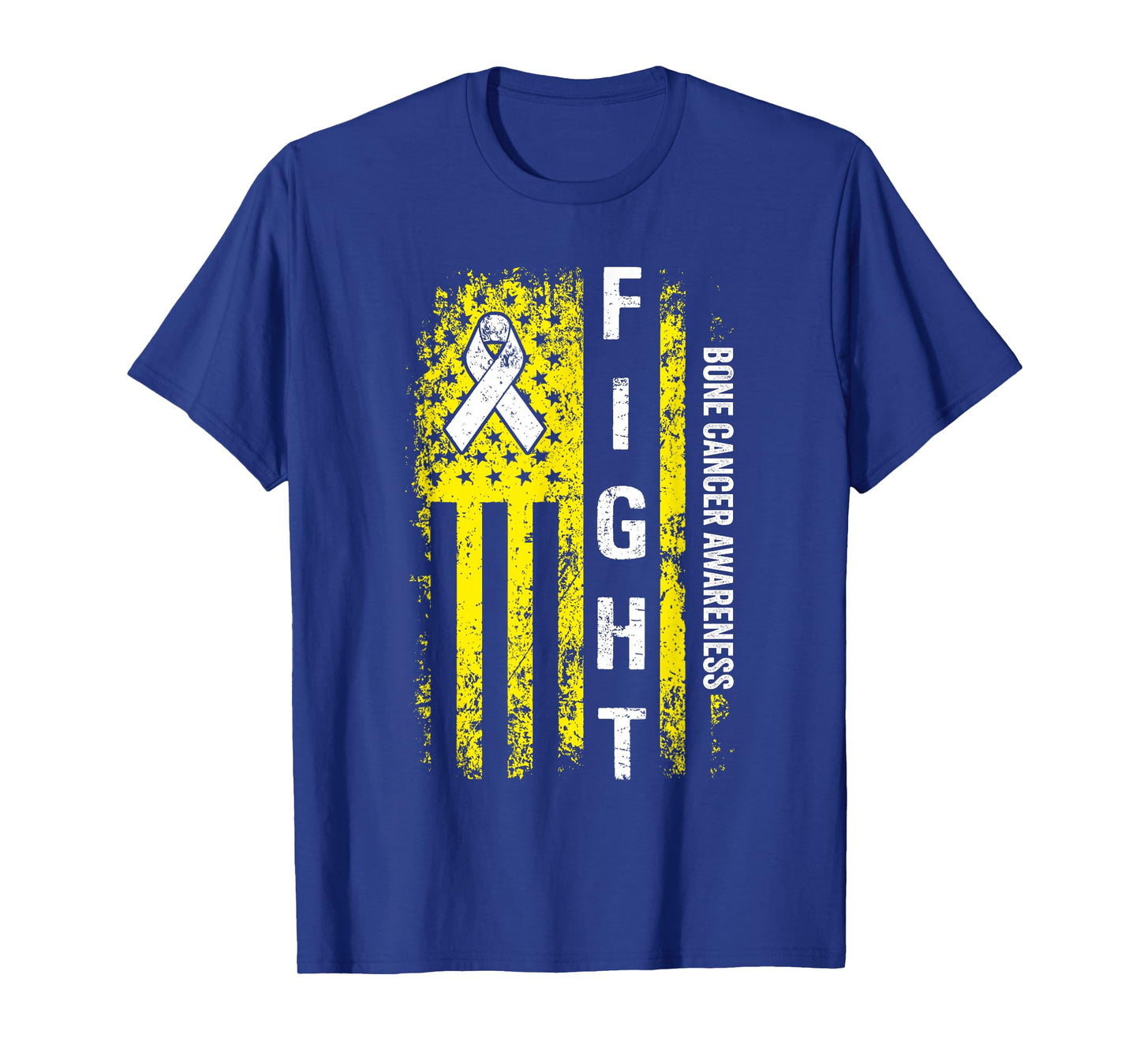 Bone Cancer Awareness Yellow Ribbon USA American Flag Men T-Shirt