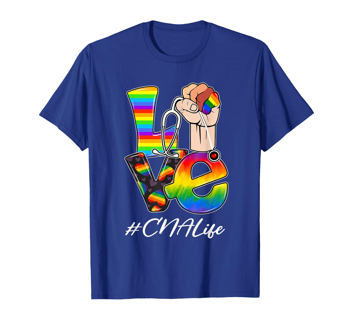 LOVE CNA Life Nurse LGBT Gay Pride Rainbow Flag Nursing T-Shirt