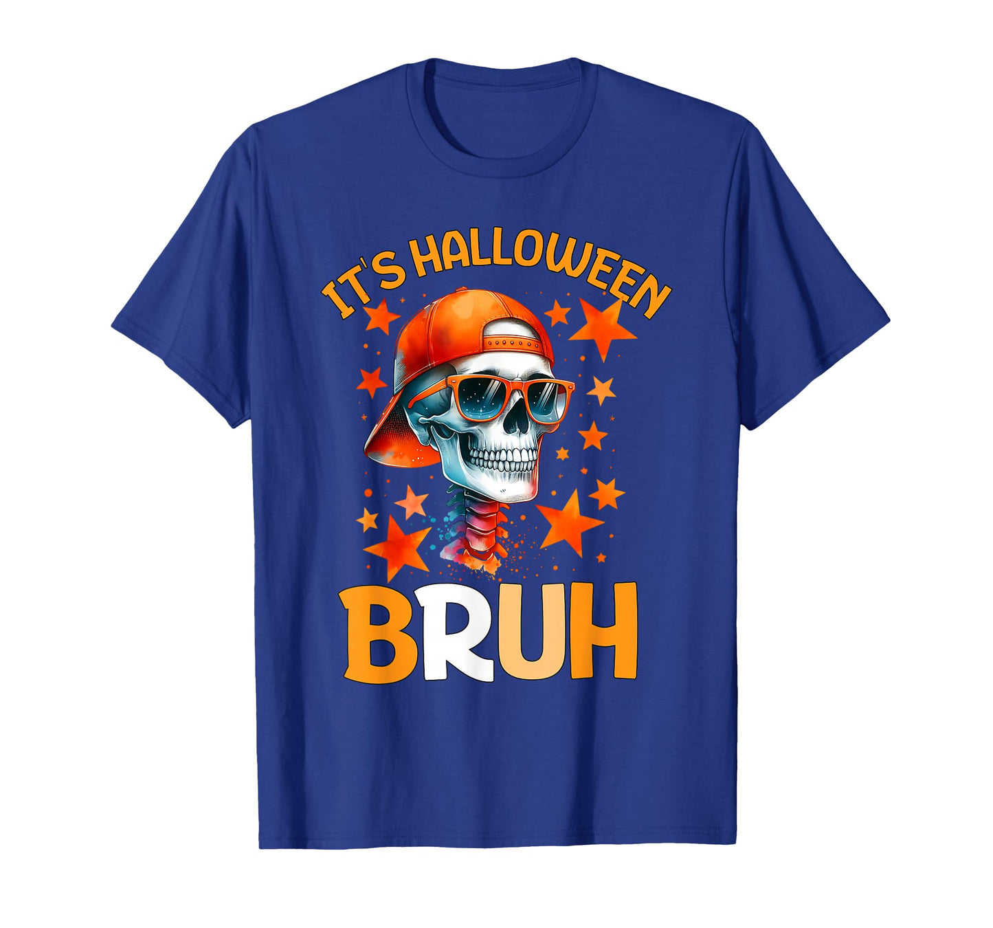 Bruh Halloween Boys Kids Halloween Skeleton T-Shirt