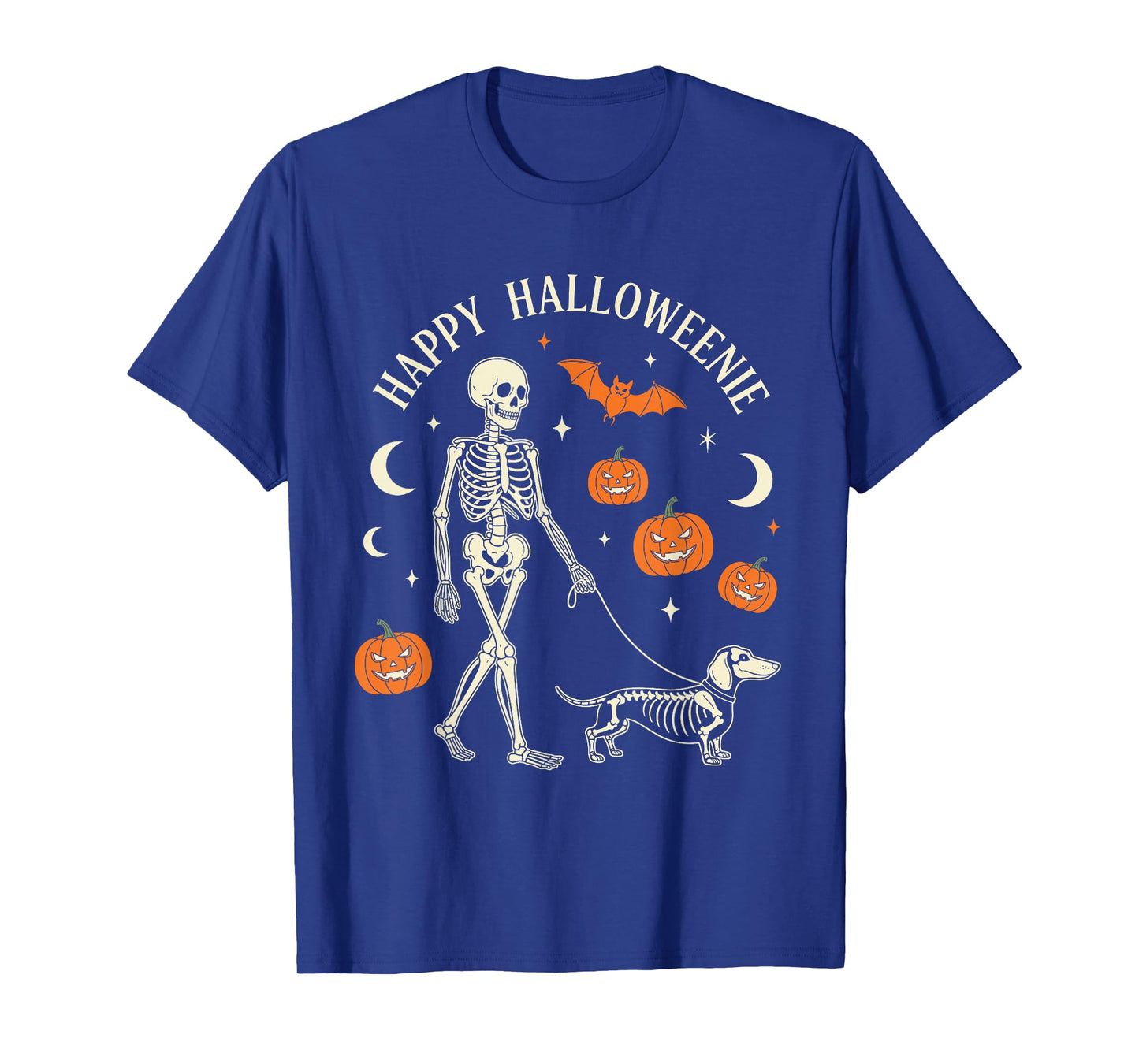Happy Halloweenie Funny Halloween Skeleton Dachshund Dog T-Shirt