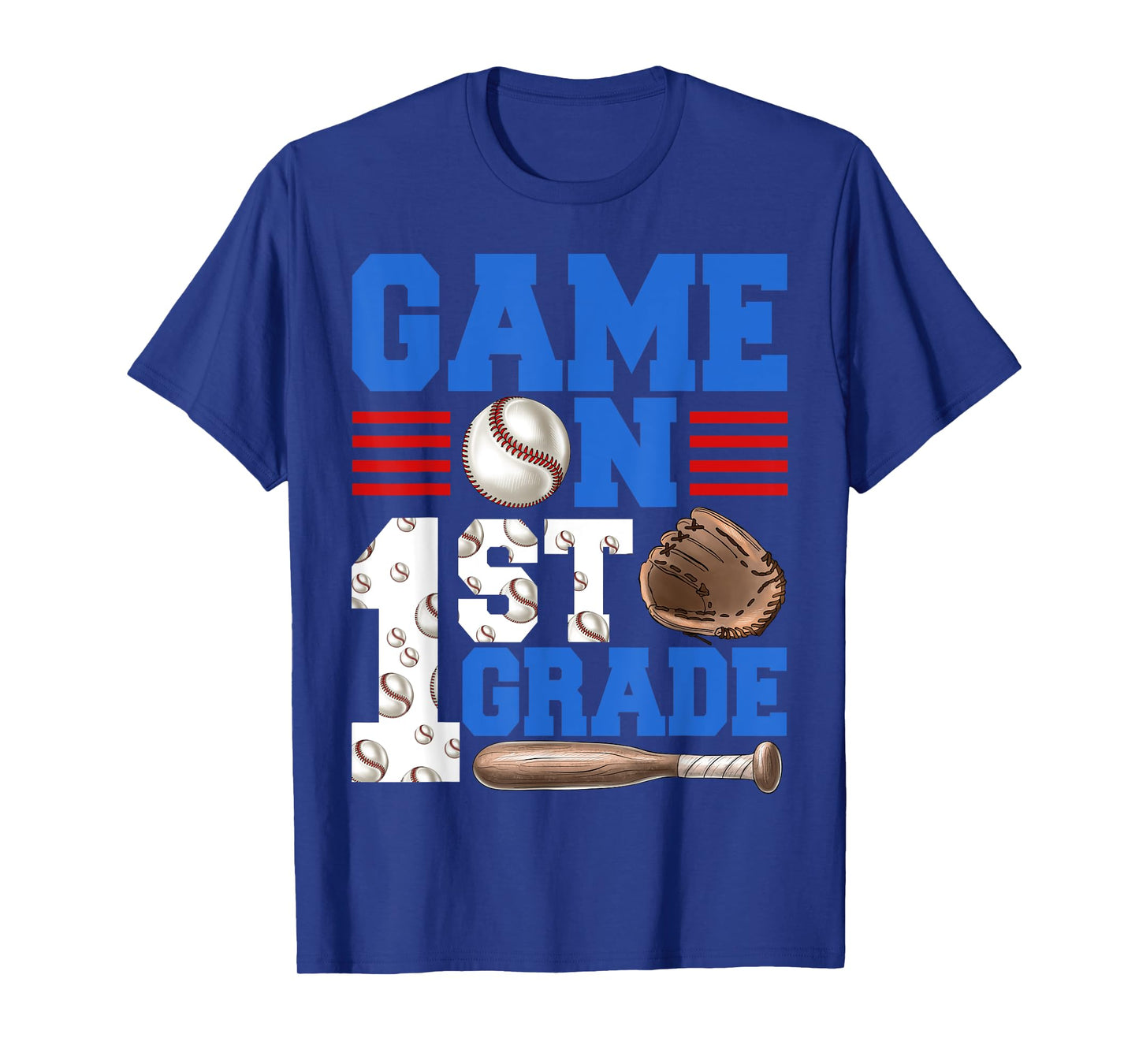 Game On 1st Grade With Baseball Player First Day Of School T-Shirt