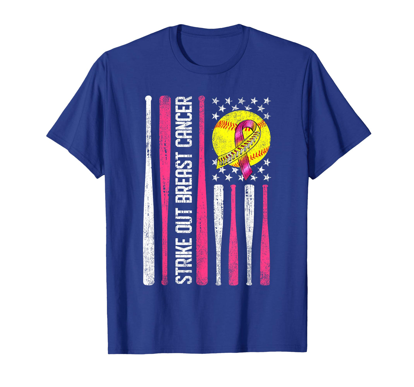 Strike Out Breast Cancer Softball Fight Awareness Men Womens T-Shirt