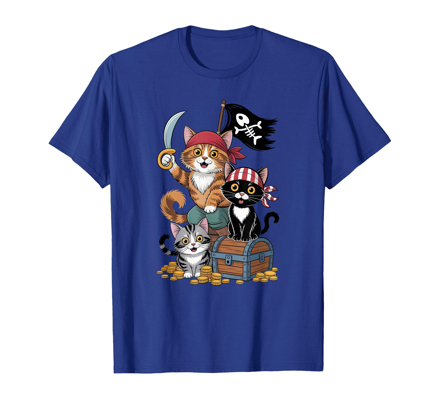 Pirate Cats Lovers Treasure Skeleton Halloween Costume Party T-Shirt