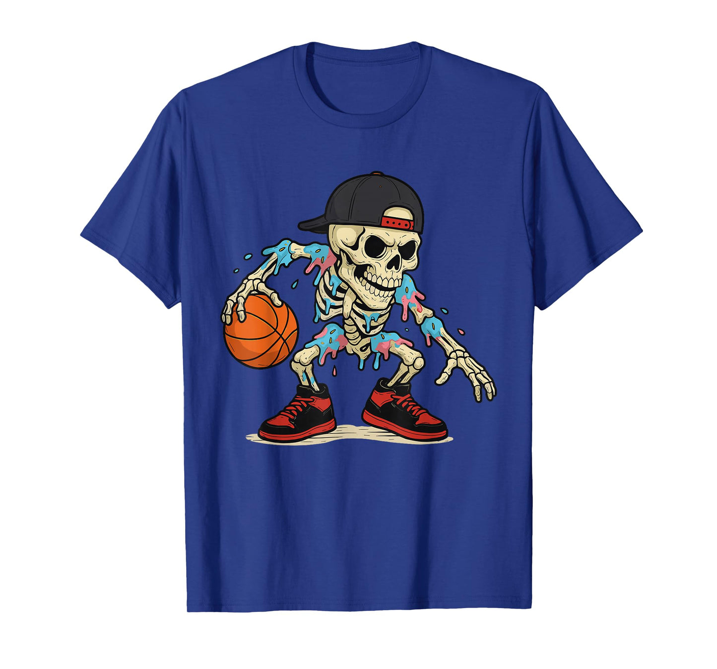 Funny Basketball Skeleton Drip Ice Cream Drip for Boys Youth T-Shirt