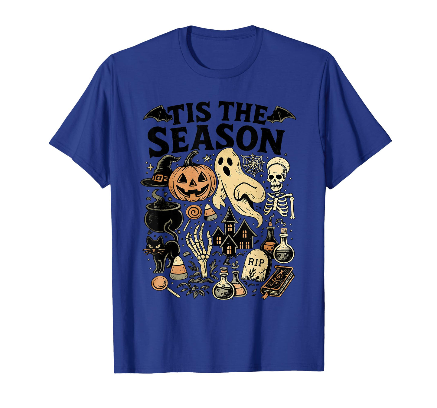 Tis The Season Halloween Ghost Pumpkin Halloween Skeleton T-Shirt