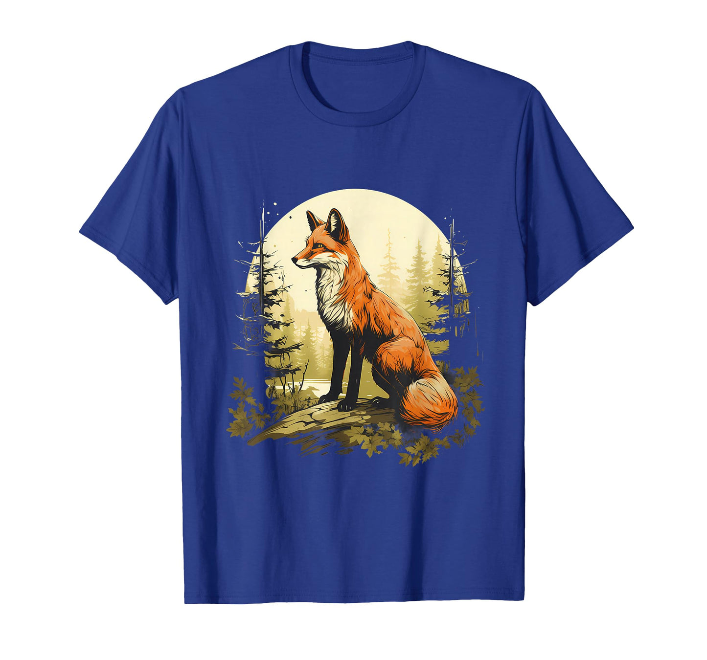 Fox Nature Forest Wildlife Motif Animal Lovers Landscape T-Shirt