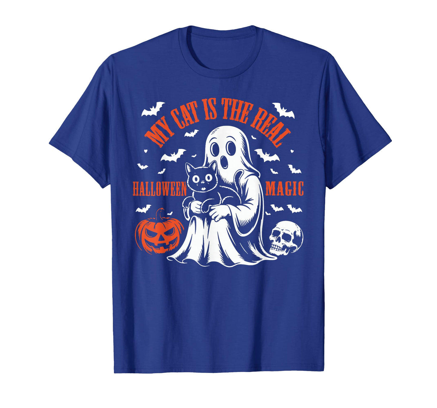 My Cat is The Real Halloween Magic Funny Pumpkin Cats Lovers T-Shirt