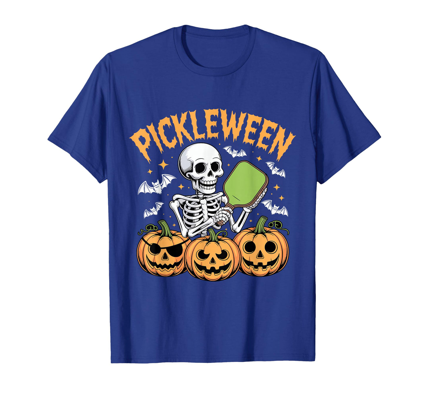 Pickleween Funny Skeleton Playing Pickleball Halloween T-Shirt