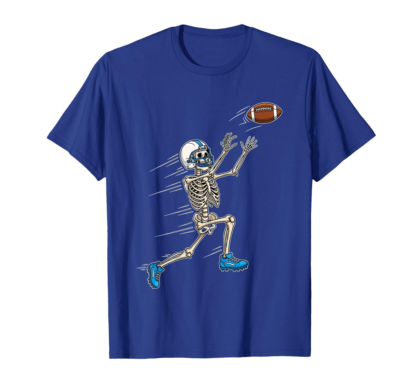 Skeleton Football Player Catching Ball Funny Spooky T-Shirt