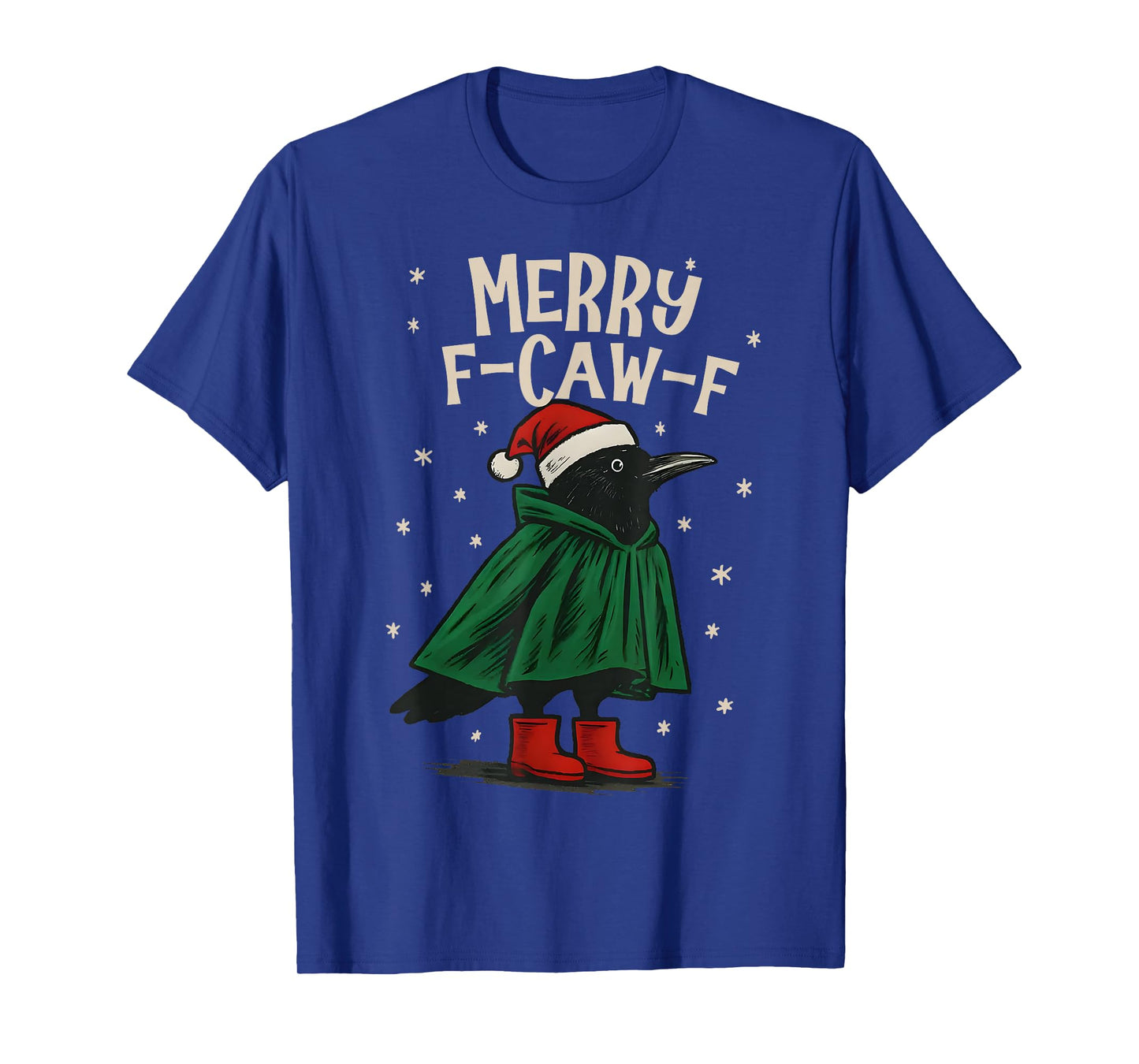 Black Crow F-Caw-F Funny Retro Christmas Lights Santa hat T-Shirt