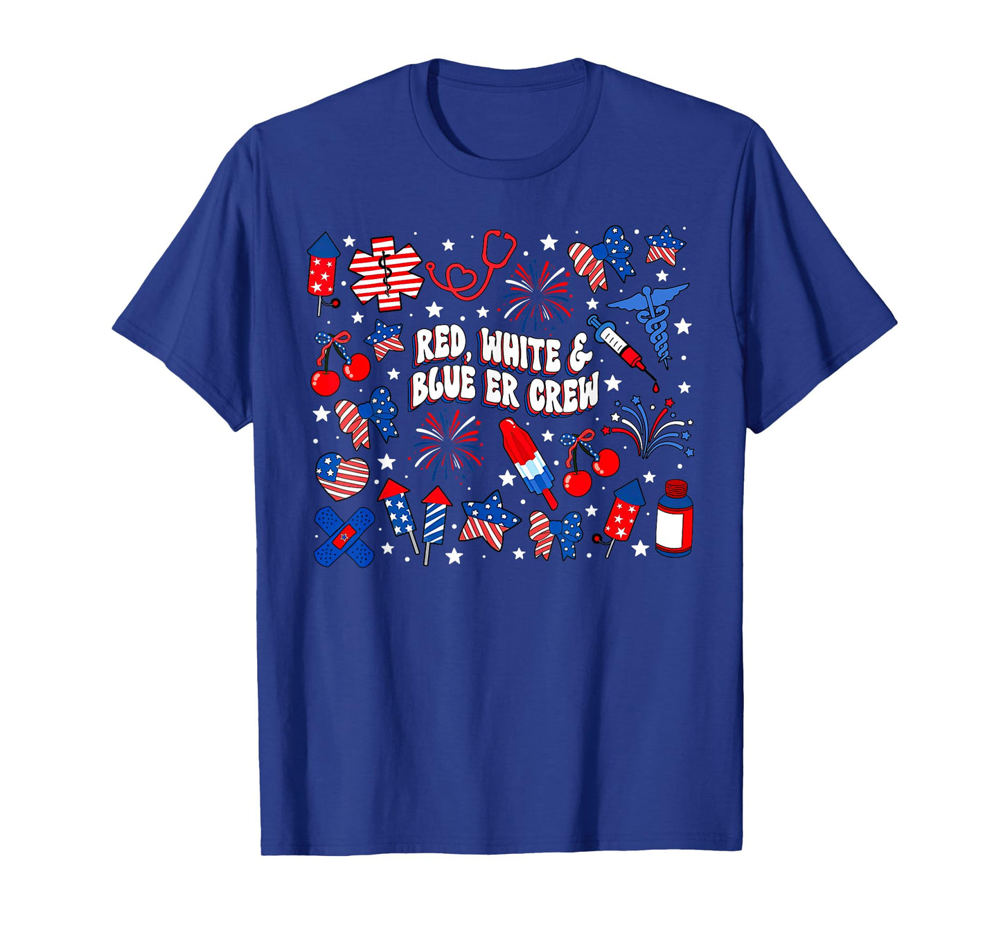 Red White Blue ER Crew Emergency Department 4th Of July T-Shirt